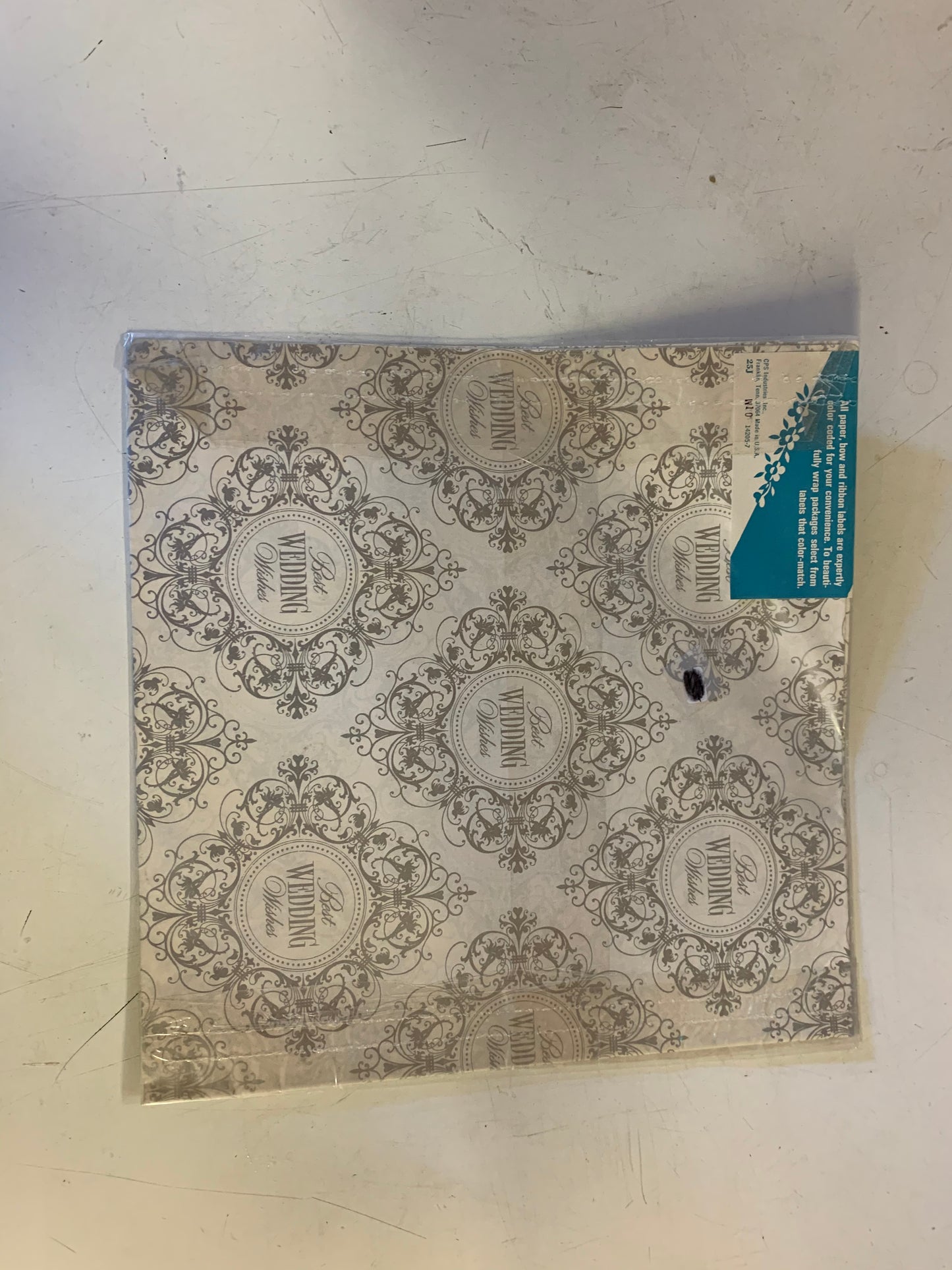 Vintage Crinkle Tie NOS Best Wedding Wishes Wrapping Paper