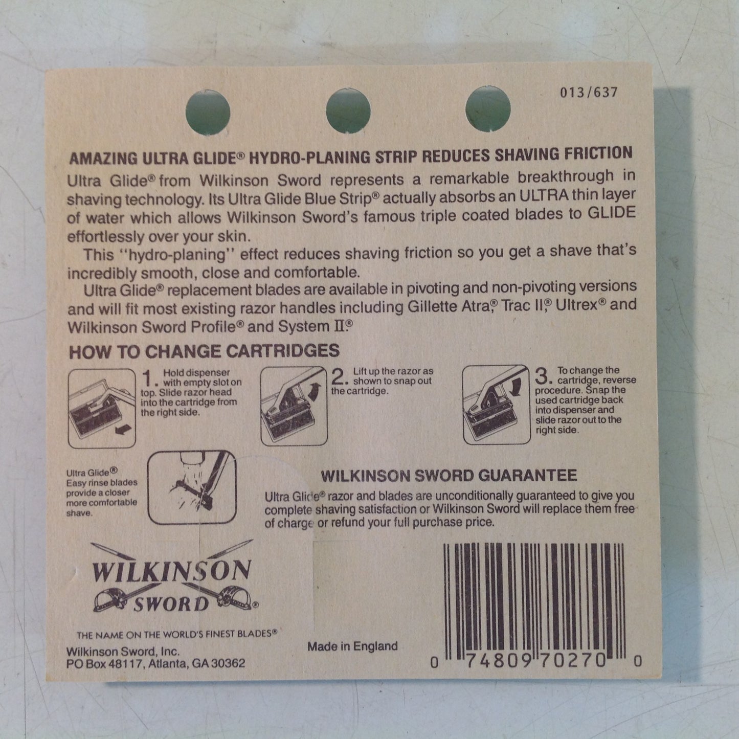 Vintage 1980's NOS Wilkinson Sword ULTRA GLIDE 10 Non-Pivoting Twin Blades Pack