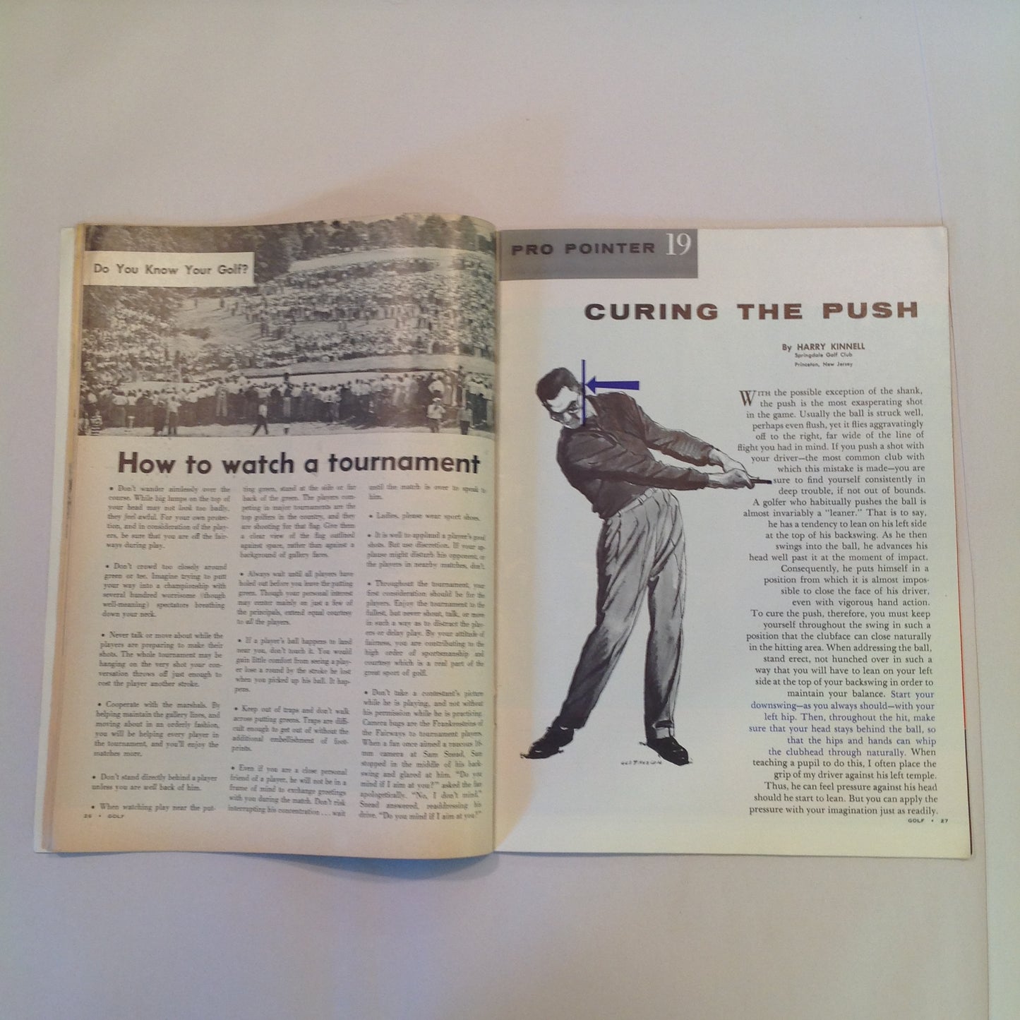 Vintage July 1959 GOLF Magazine Mysterious Montague The Slice: Cause and Cure