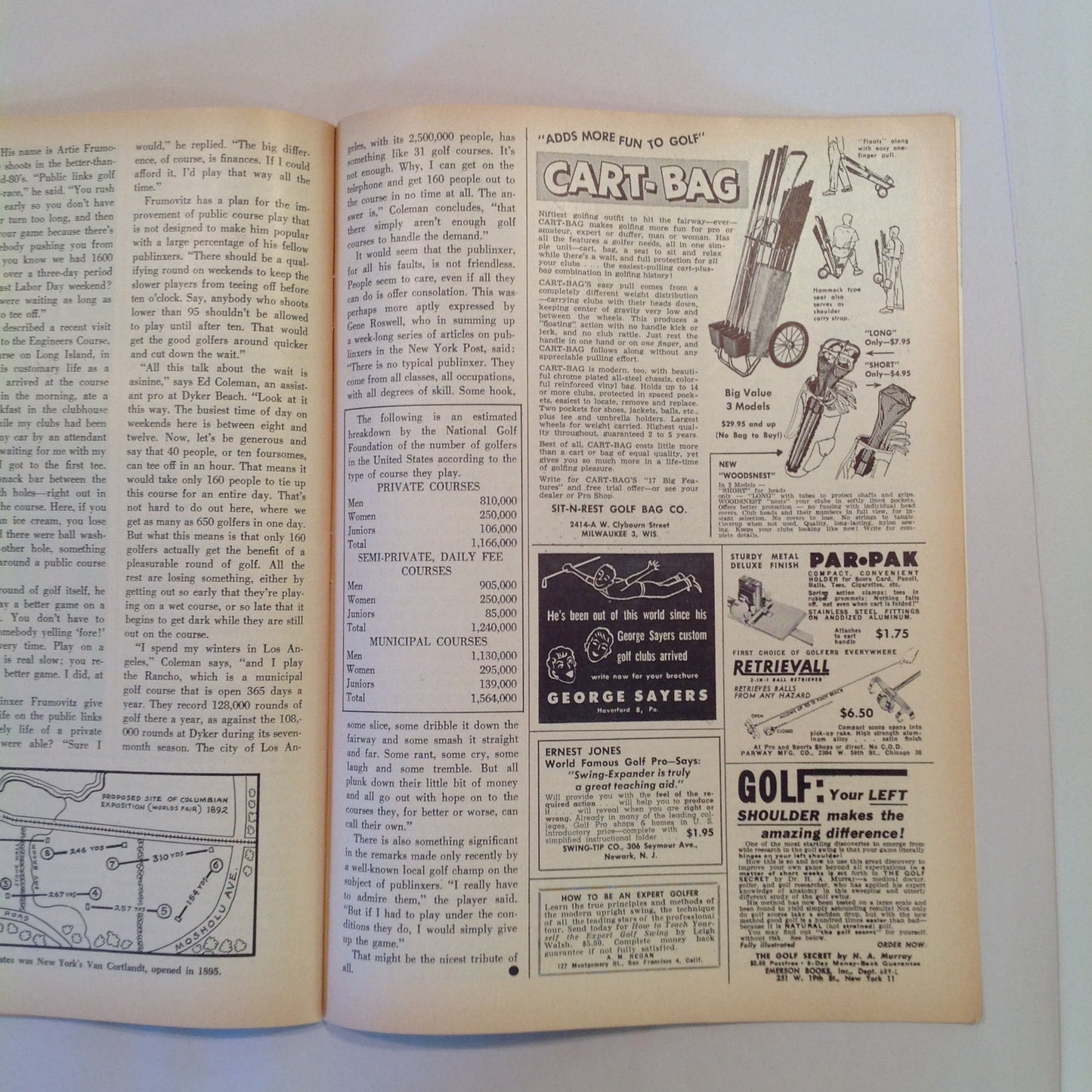 Vintage July 1959 GOLF Magazine Mysterious Montague The Slice: Cause and Cure