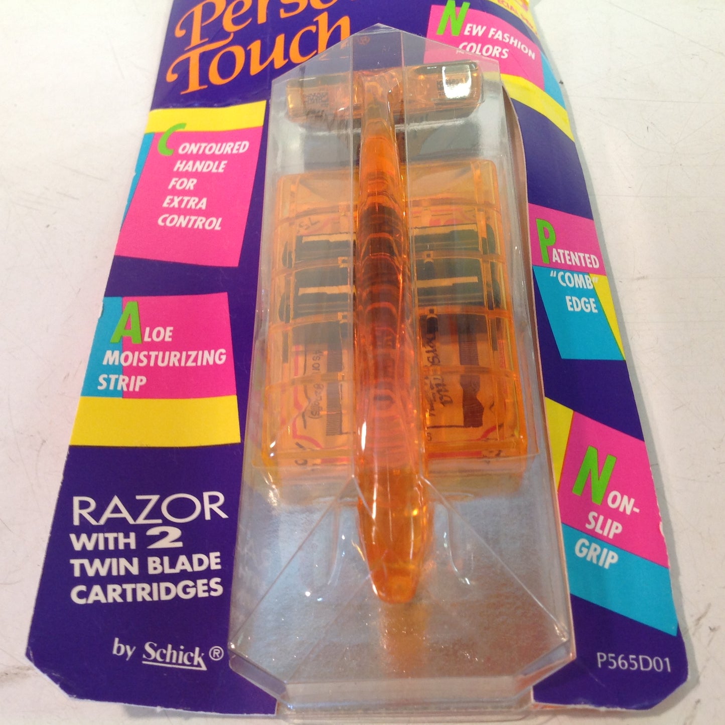 Vintage 1990 NOS Schick Personal Touch Razor System Orange Women's 2 Cartridges