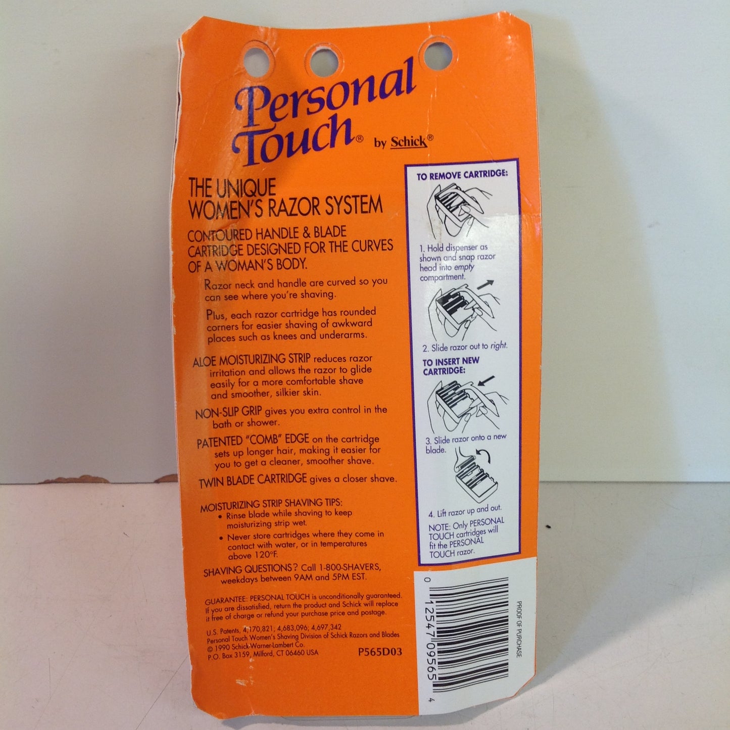 Vintage 1990 NOS Schick Personal Touch Razor System Orange Women's 2 Cartridges