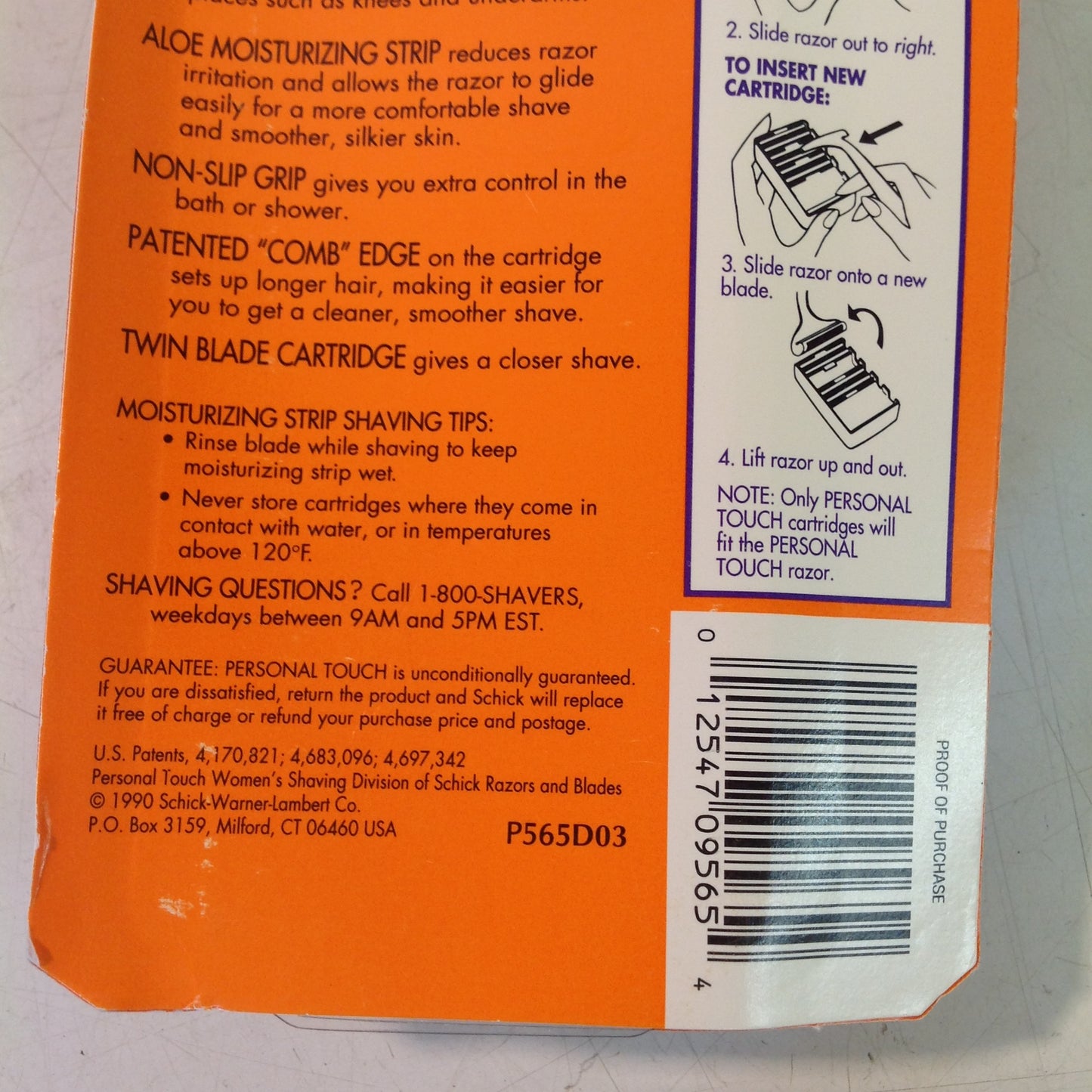 Vintage 1990 NOS Schick Personal Touch Razor System Orange Women's 2 Cartridges