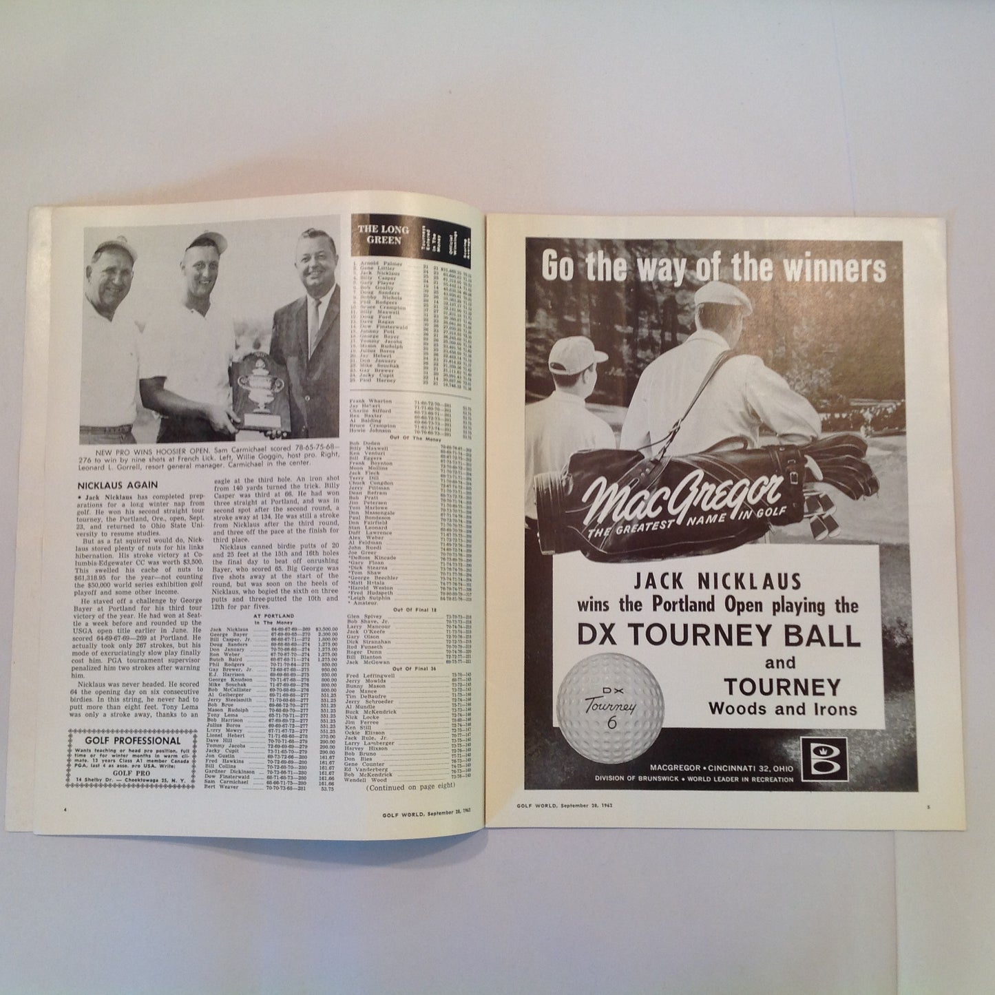 Vintage September 28 1962 GOLF WORLD Weekly Golf News Vol 16  No 18