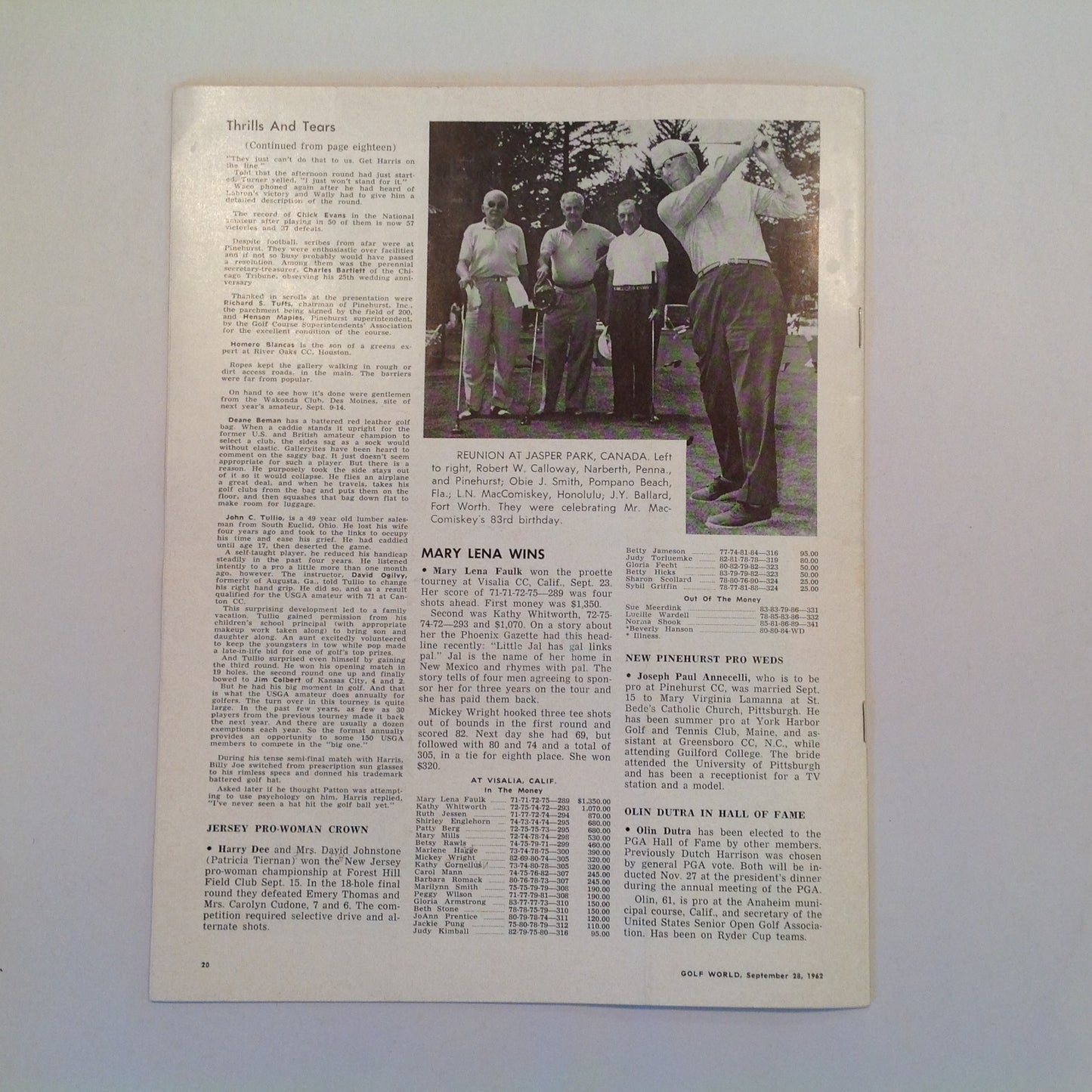 Vintage September 28 1962 GOLF WORLD Weekly Golf News Vol 16  No 18