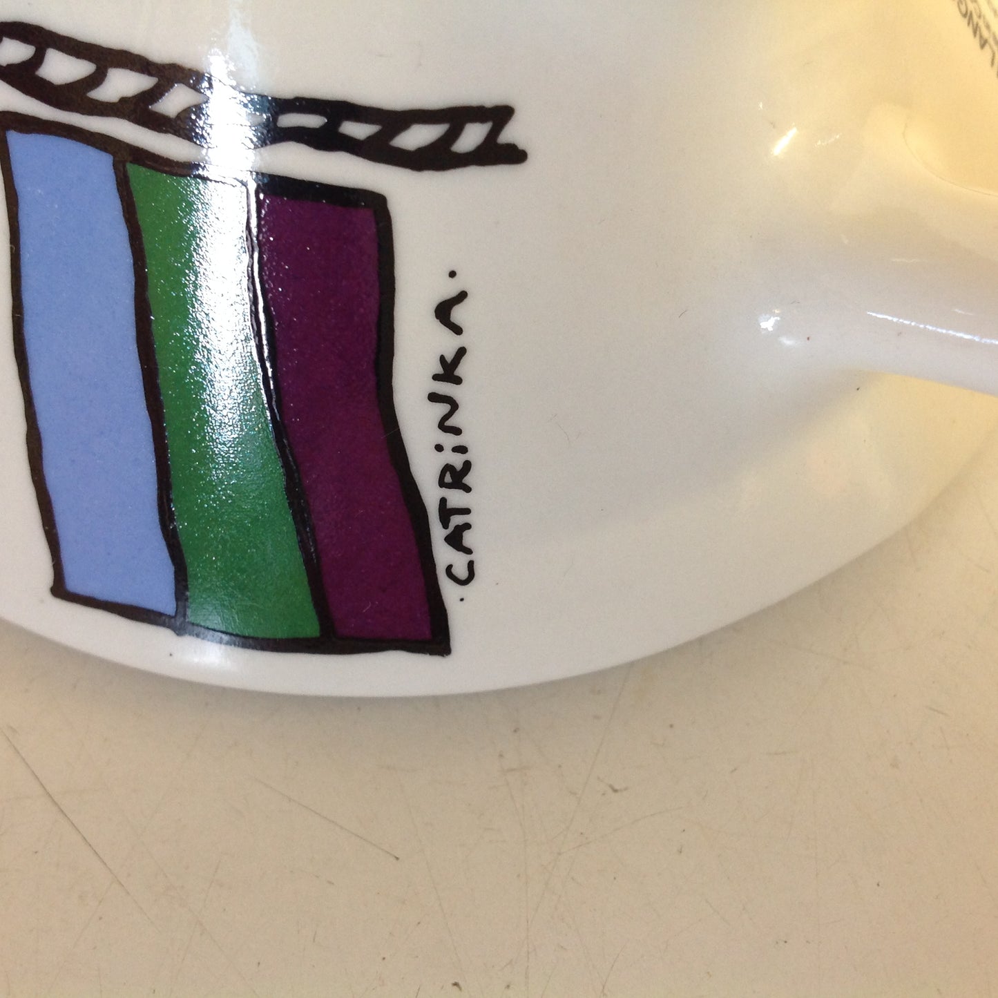 Vintage 1987 Catrinka Boating Coffee Mug with Semaphore Motif and Non-Slip Base