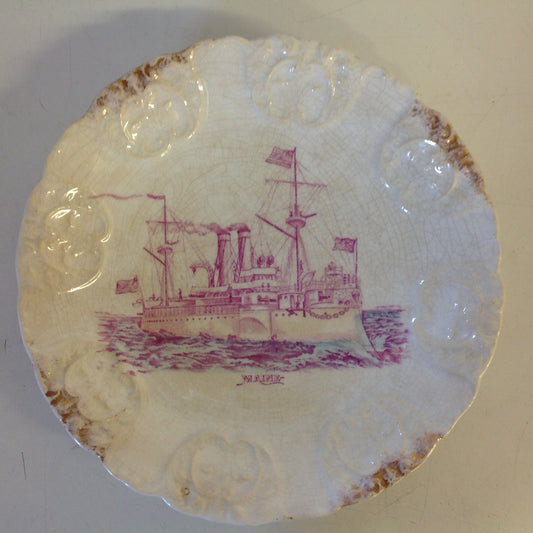 Vintage Spanish-American War Era Limoges Porcelain Collectors' Plate with USS Maine