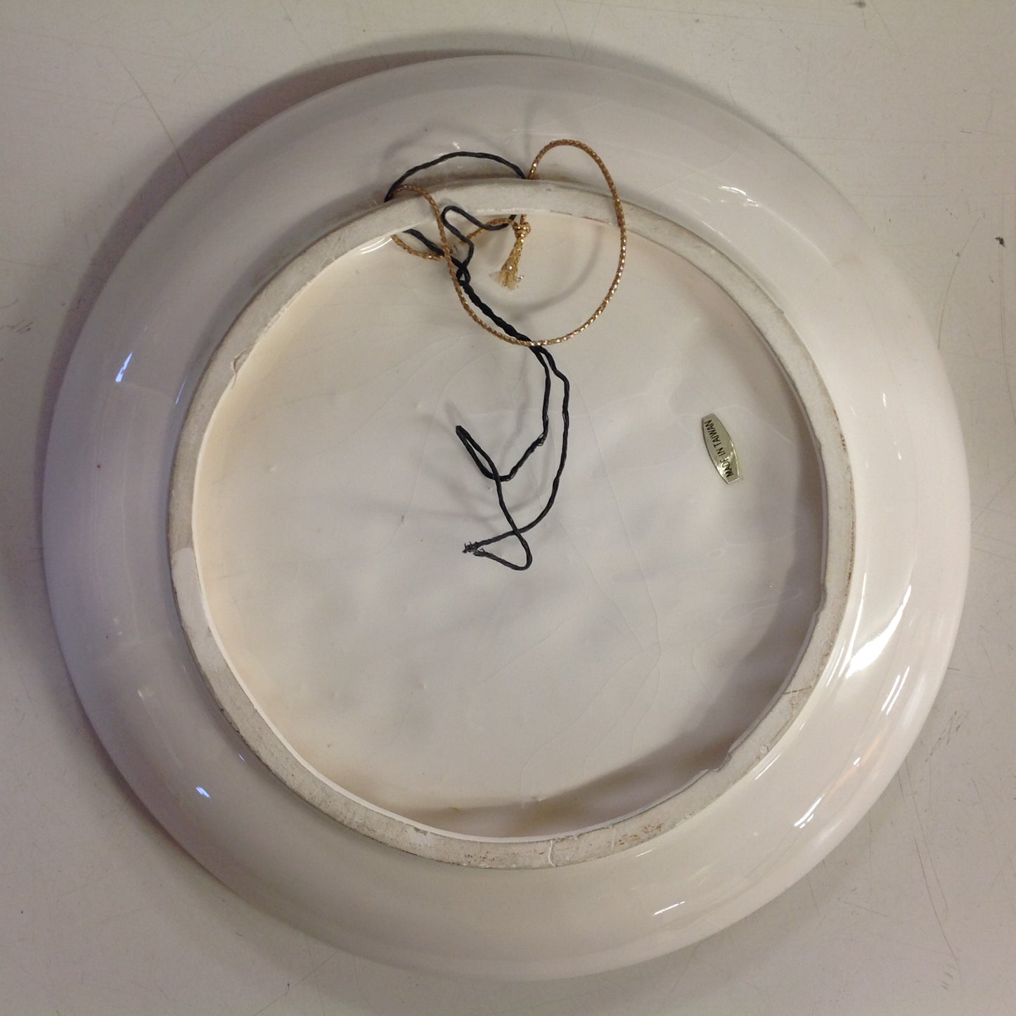Vintage Ceramic Wall Hanging Plate Sailboat Scene in Relief with Sculpted Waves