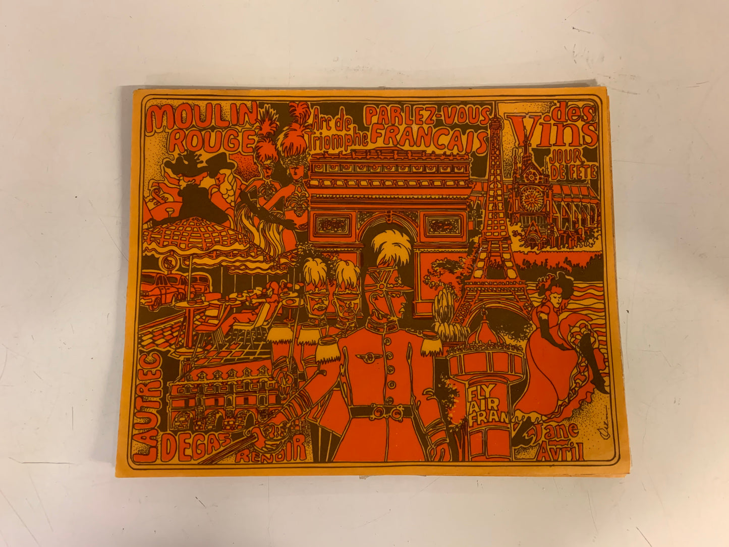 Vintage 1970's Burnt Orange Air France Place Mat  Art History Culture Travel