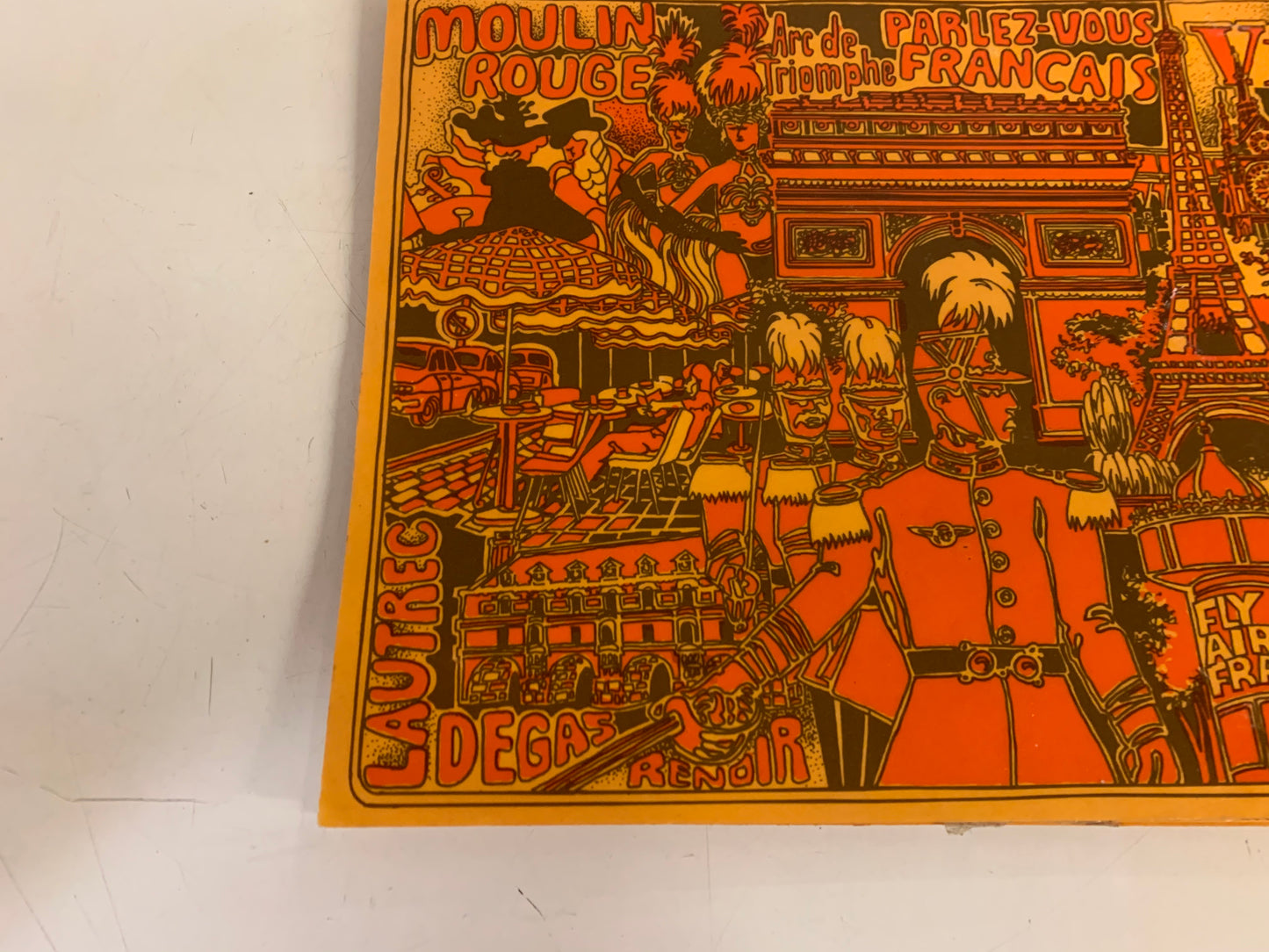 Vintage 1970's Burnt Orange Air France Place Mat  Art History Culture Travel