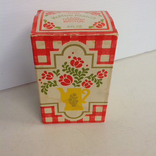 Vintage 1970's AVON Koffee Klatch Lilac Foaming Bath Oil Decanter Unopened in Original Box