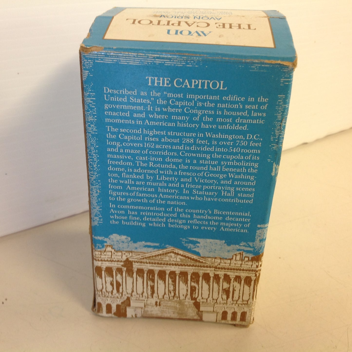 Vintage 1970's AVON The Capitol Avon Spicy After Shave Decanter Unused with Original Box