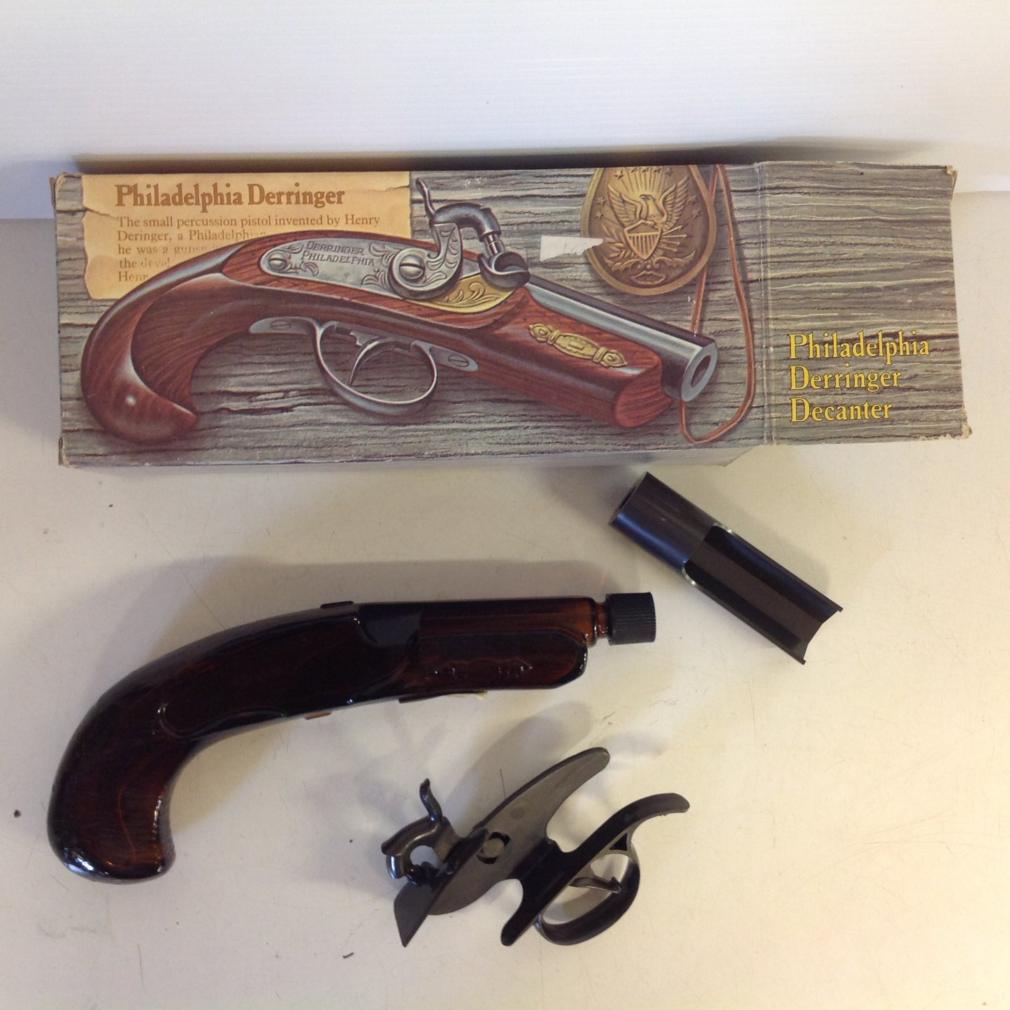 Vintage 1970's AVON Philadelphia Derringer Brisk Spice After Shave 3 Fl Oz Decanter Unopened with Original Box