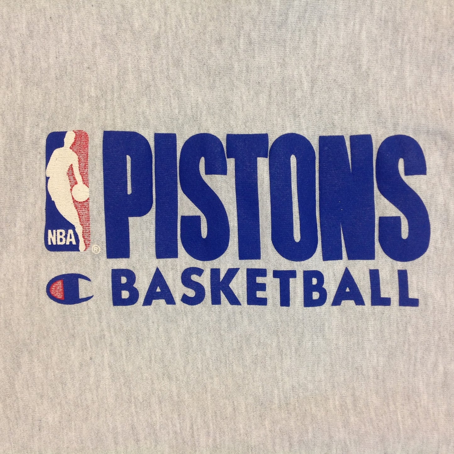 Vintage 1990's Champion Long Sleeve Reverse Weave Sweatshirt Gray Detroit Pistons Basketball
