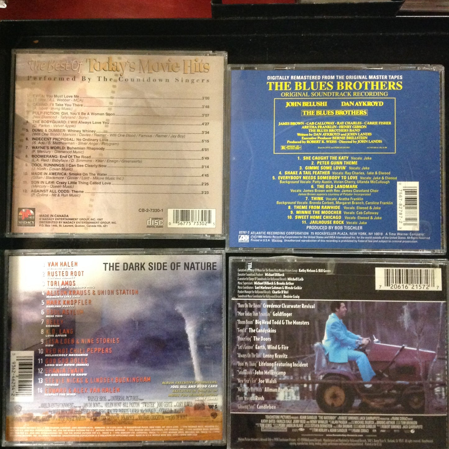 Bargain set CD BUNDLE #2 - "Twister" Movie Soundtrack // "Waterboy" Movie Soundtrack // "The Blues Brothers" Movie Soundtrack // "the Best Of Todays Movie Hit's"