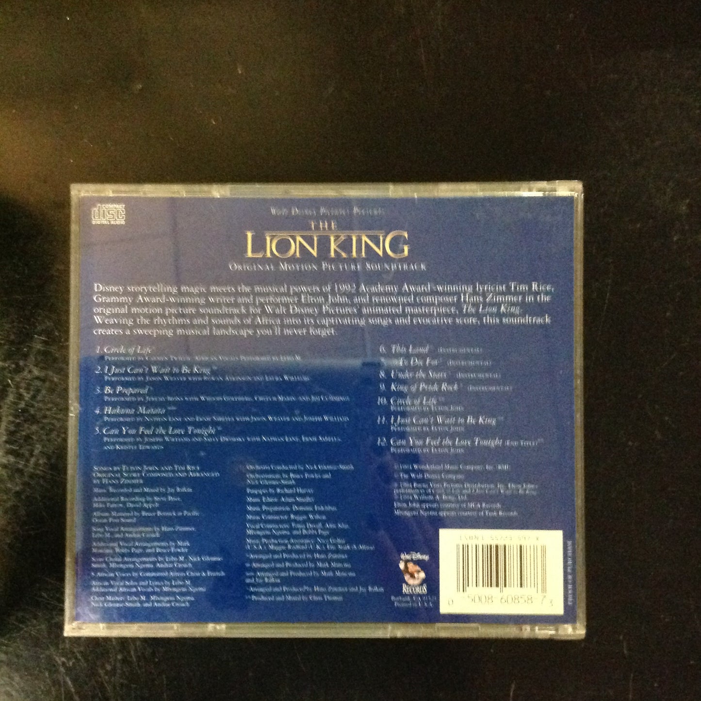 BARGAIN CD Lion King Motion Picture Soundtrack Disney Movie Various Artists Elton John 60858-7