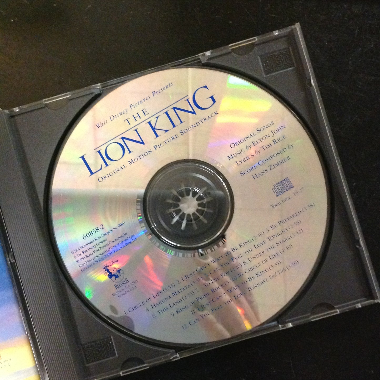 BARGAIN CD Lion King Motion Picture Soundtrack Disney Movie Various Artists Elton John 60858-7