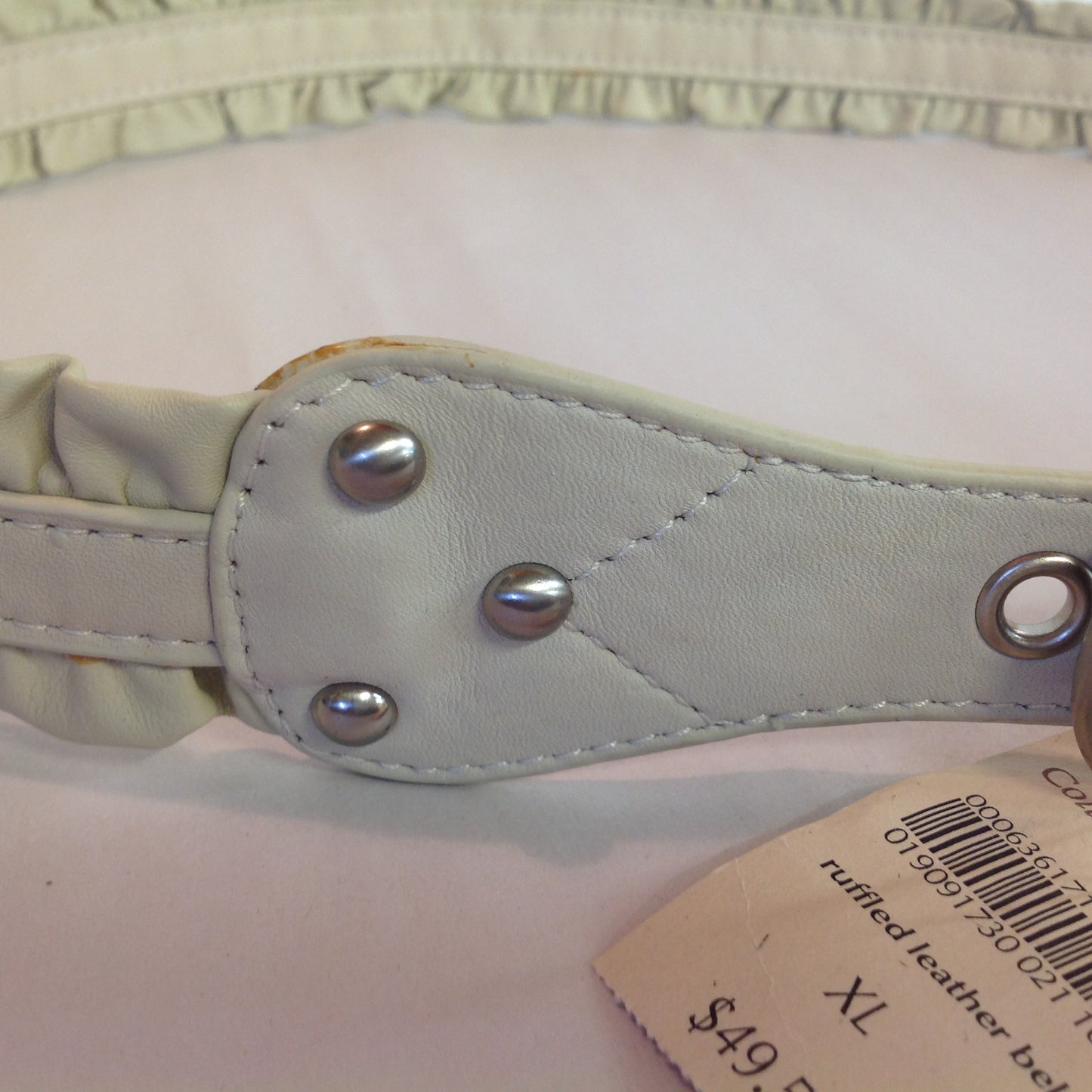 Light Tan XL Women's Coldwater Creek Ruffled Leather Belt with Tags 5