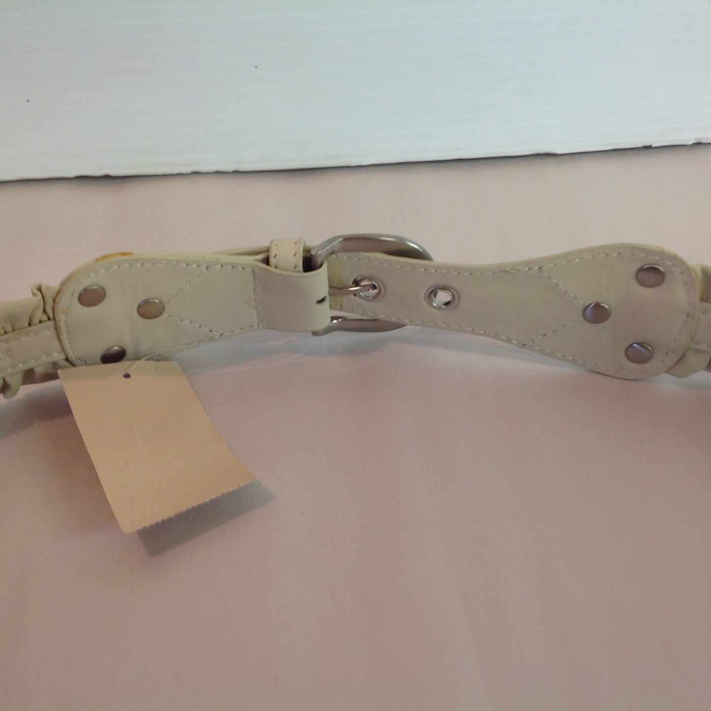 Light Tan XL Women's Coldwater Creek Ruffled Leather Belt with Tags 5