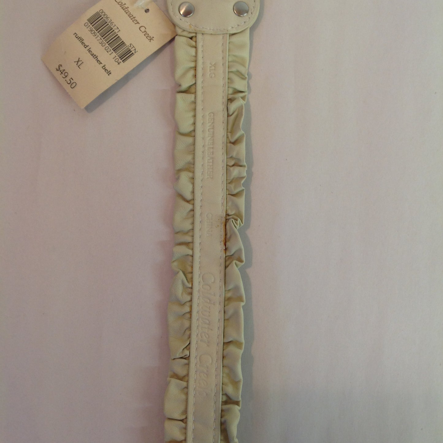 Light Tan XL Women's Coldwater Creek Ruffled Leather Belt with Tags 5