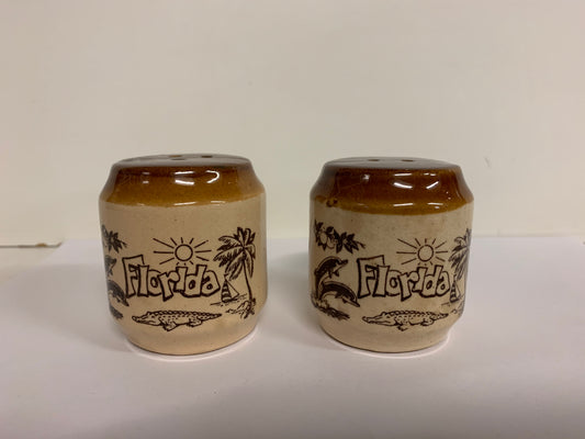 Vintage Florida Souvenir Ceramic Salt & Pepper Shakers Dolphins Travel Trip