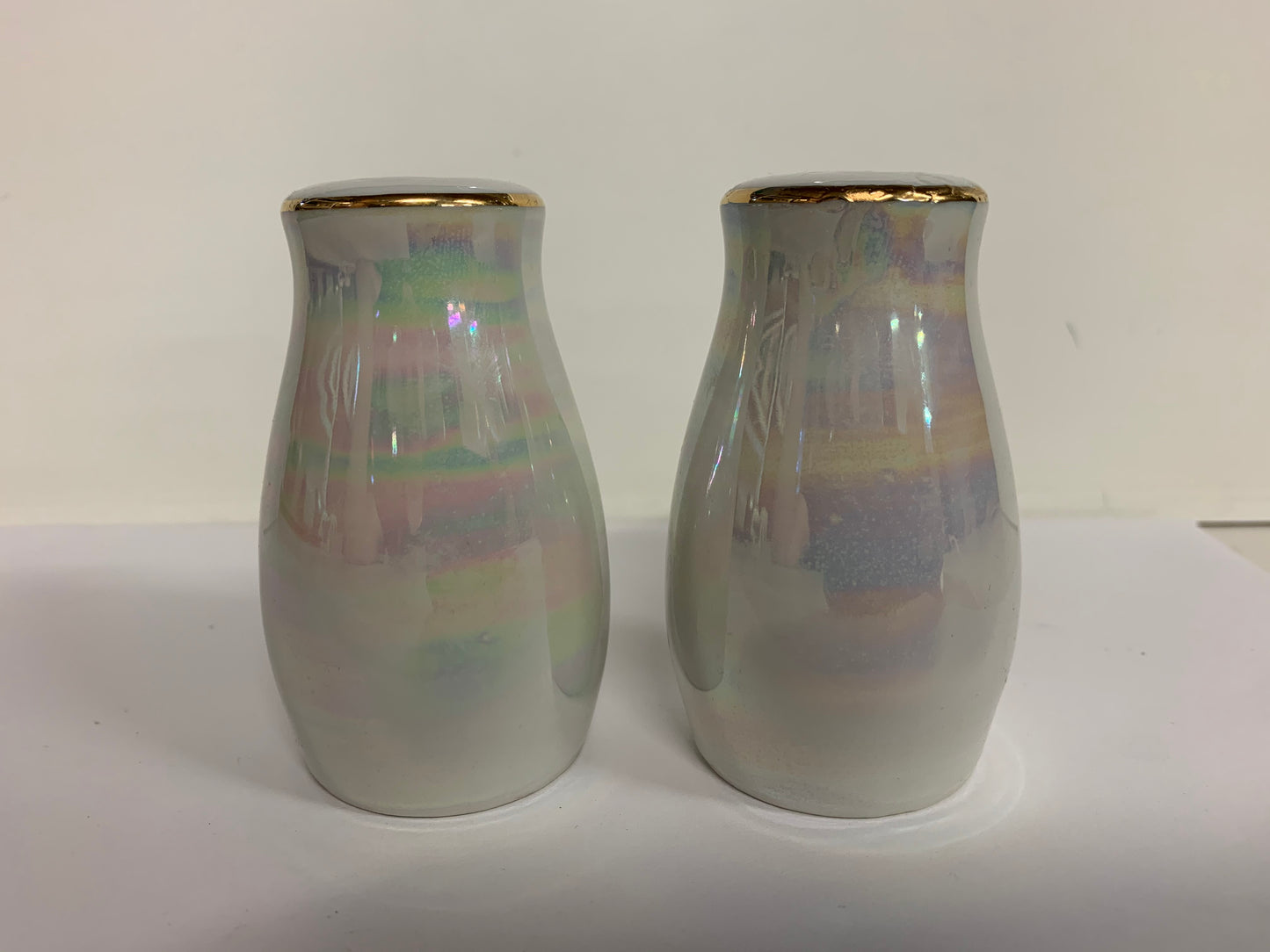 Vintage Souvenir Virginia Iridescent Salt and Pepper Set with Dogwood and Cardinal