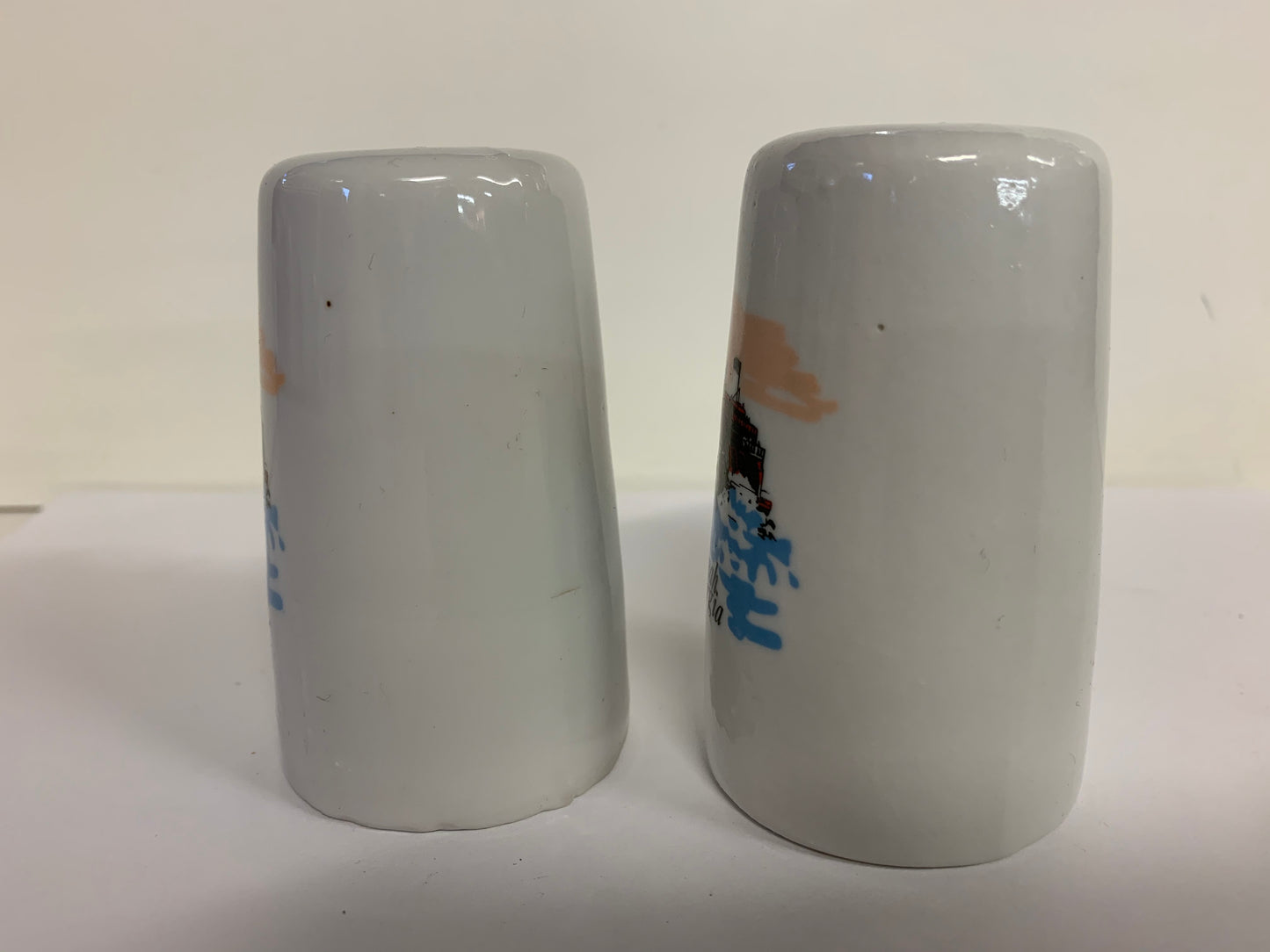 Vintage Souvenir Savannah Georgia Salt and Pepper Set with Steamboat Scene