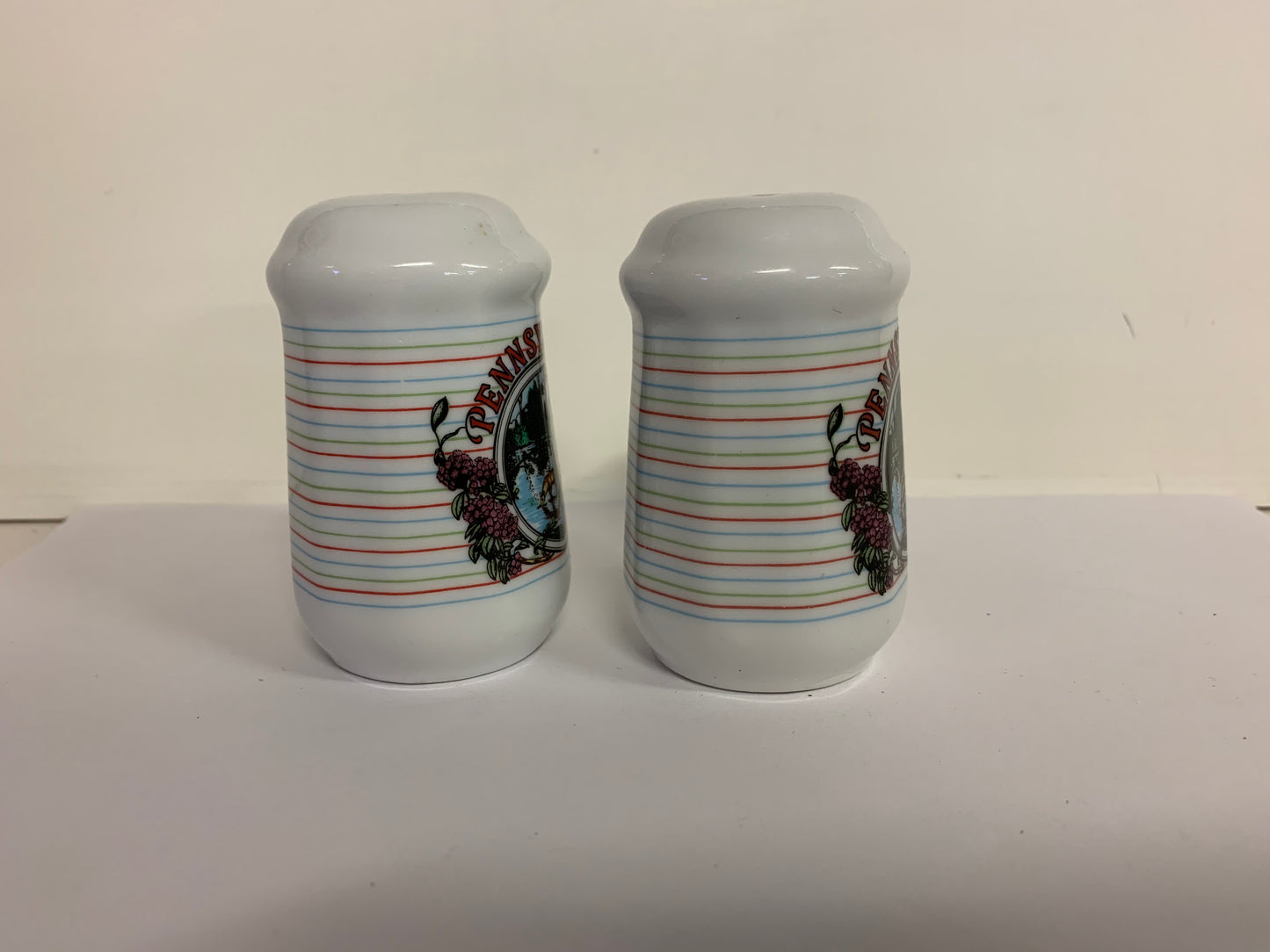 Vintage Souvenir Pennsylvania Salt and Pepper Set with Woodland Scene