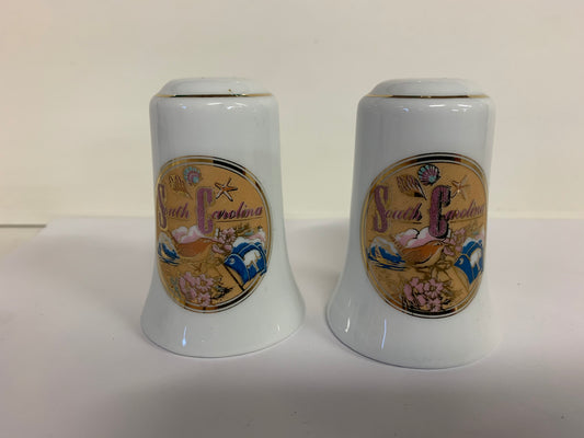 Vintage Souvenir South Carolina Salt and Pepper Shaker Set with Beach Motif