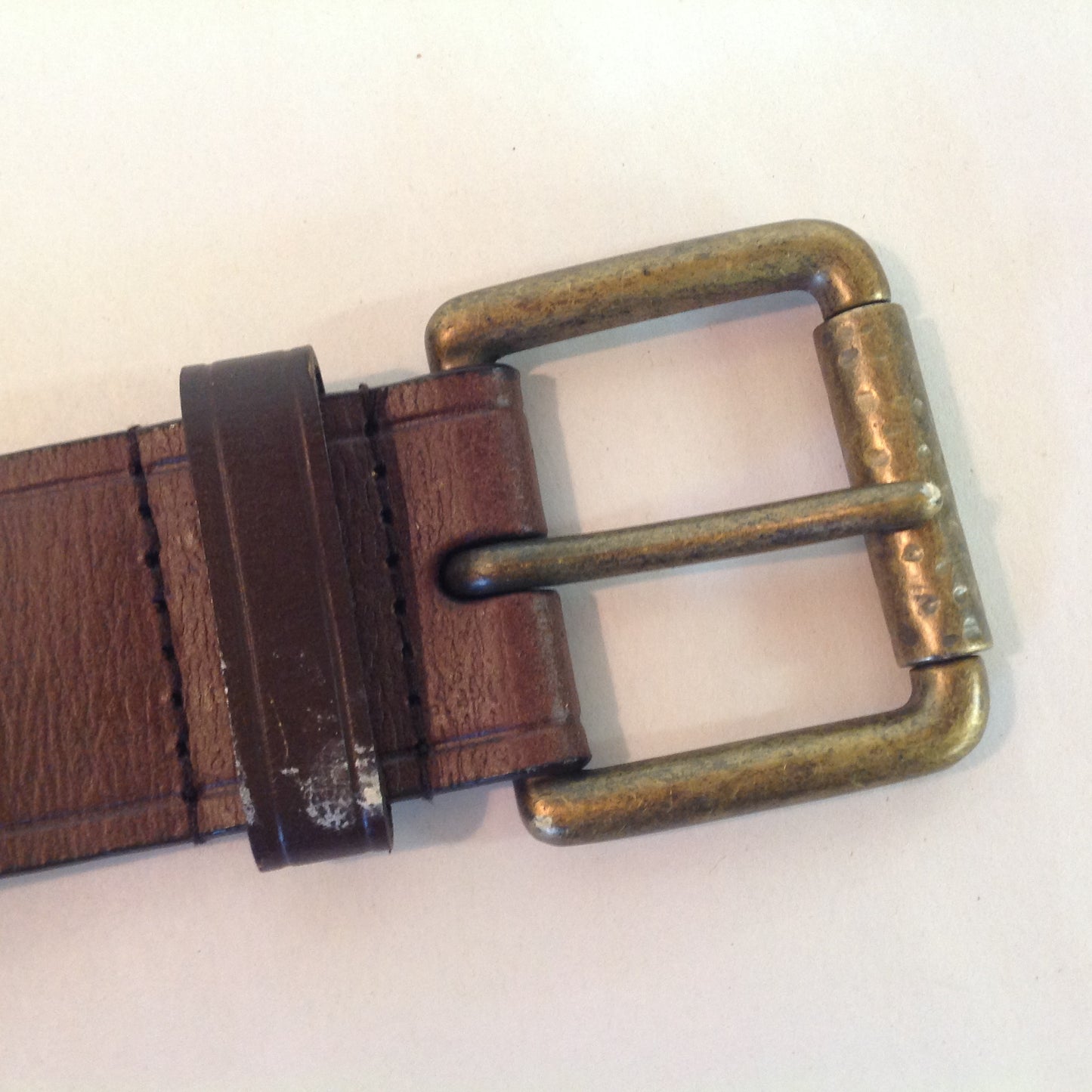 Vintage York & Company Brown Large Leather Belt Rhinestone and Brass Studs 6