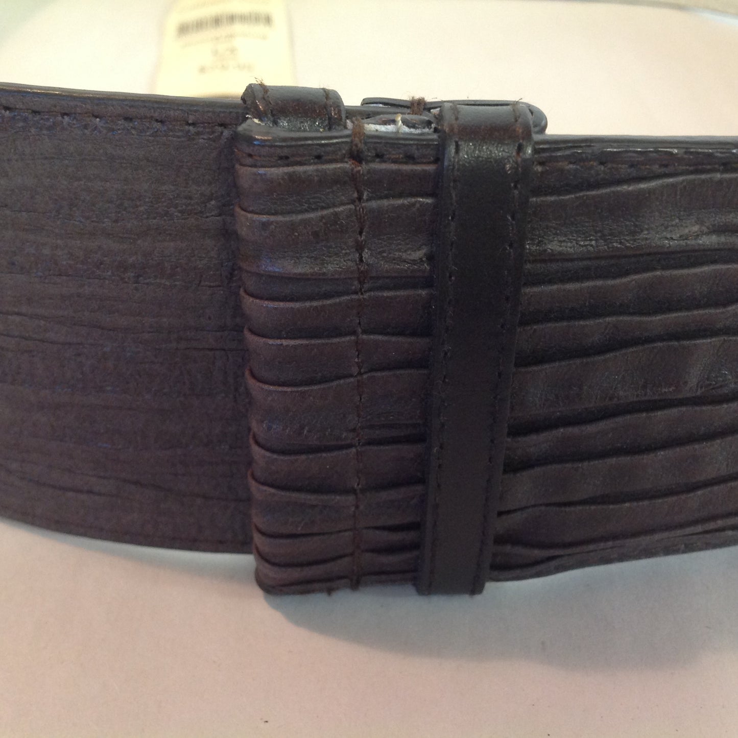 Women's Large Coldwater Creek Leather Pleated Hipslung Belt Hook Clasp with Tags 8