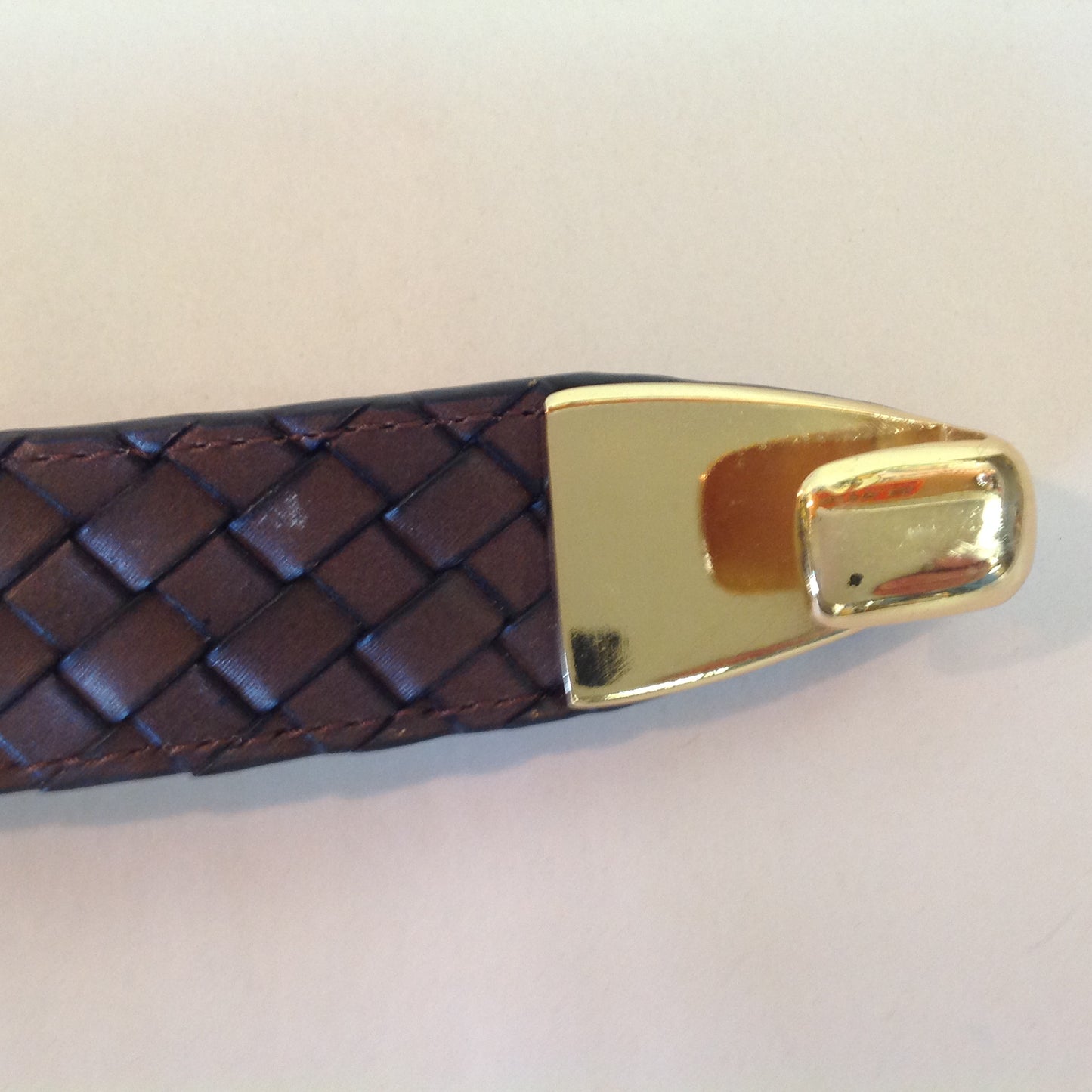 Coldwater Creek Women's L/X Dark Brown London Woven Hip Slung Gold Tone Hook Hoop Belt with Tags 41