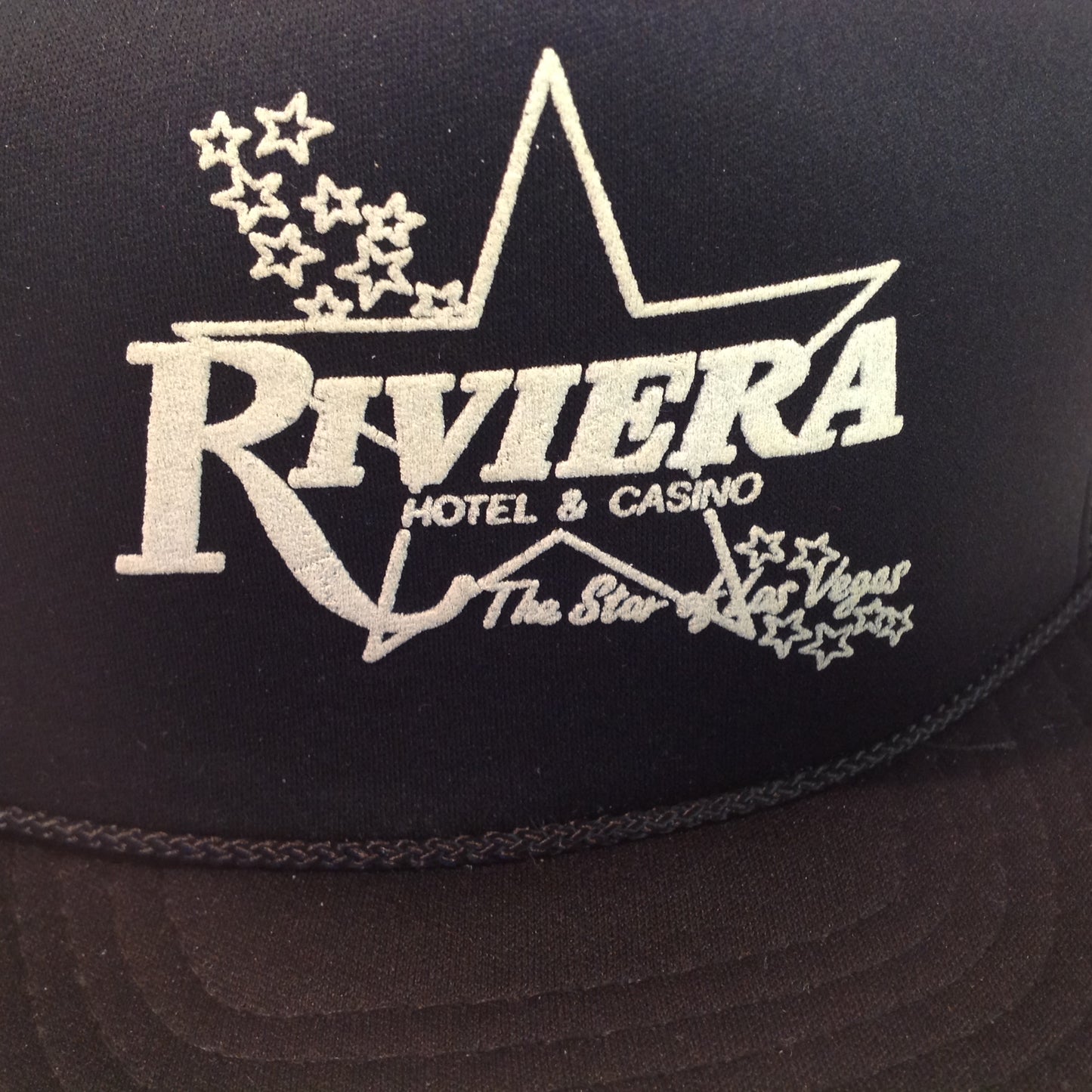 Vintage Frank Lee Imports Riviera Hotel and Casino The Star Souvenir Black Trucker Cap