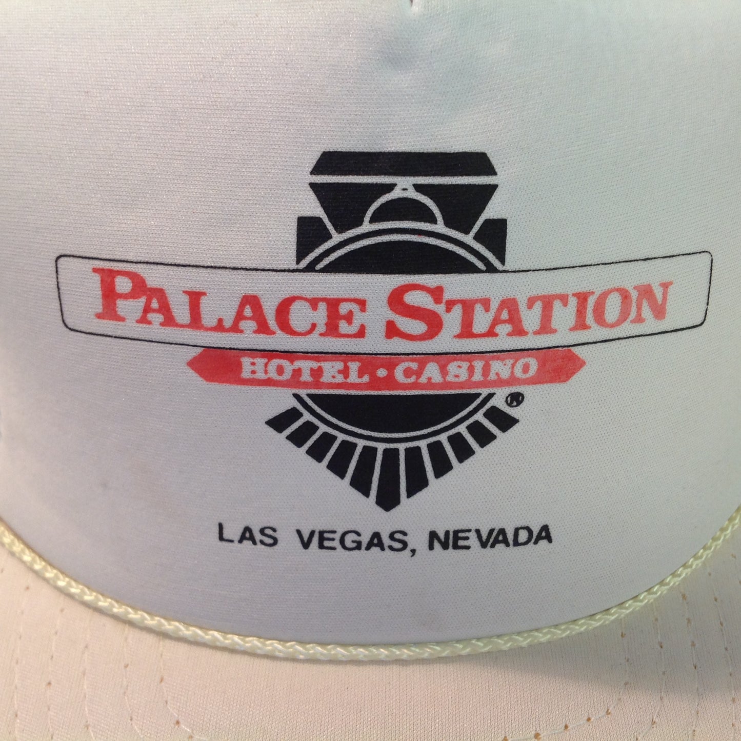Vintage Royal Pacific Enterprises Palace Station Hotel and Casino Las Vegas Nevada Golf Tournament Souvenir White Foam Mesh Trucker's Cap