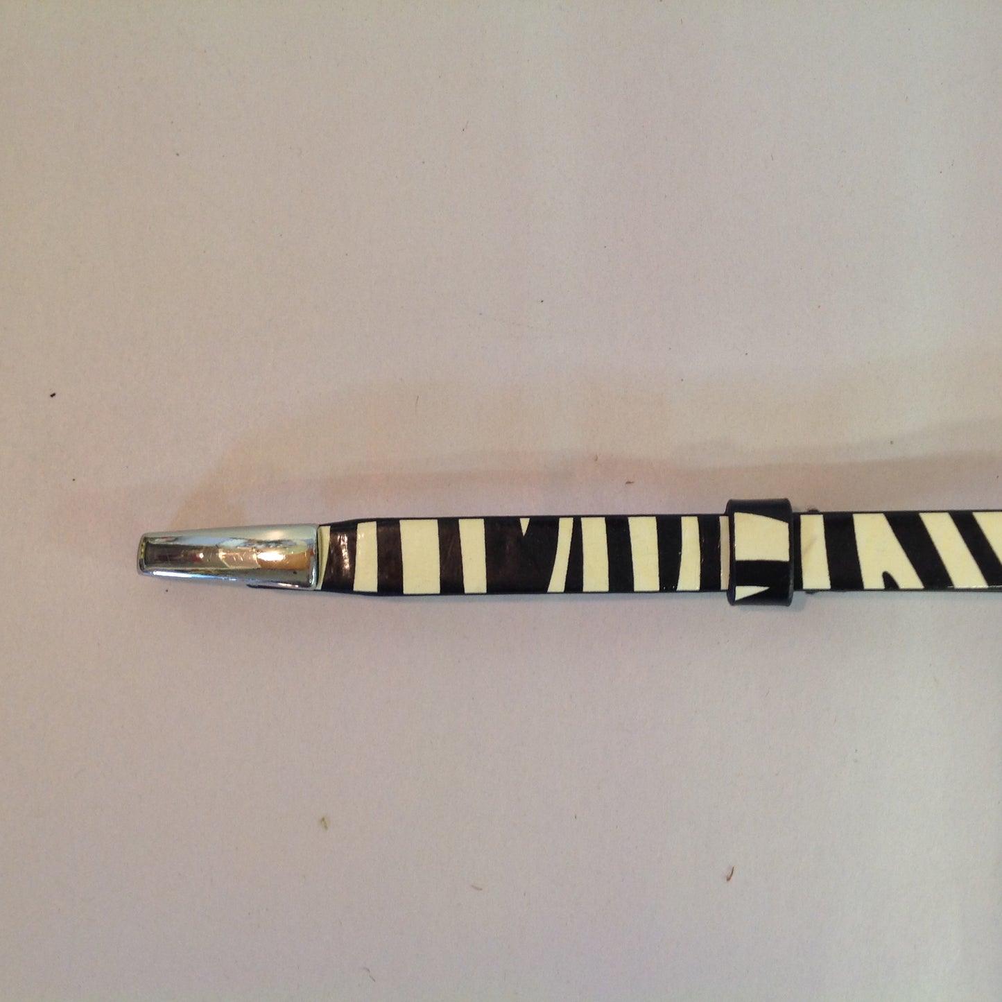 Vintage Chico's Women's M/L Leather Zebra Print Metal Hook and Hoop Belt 21