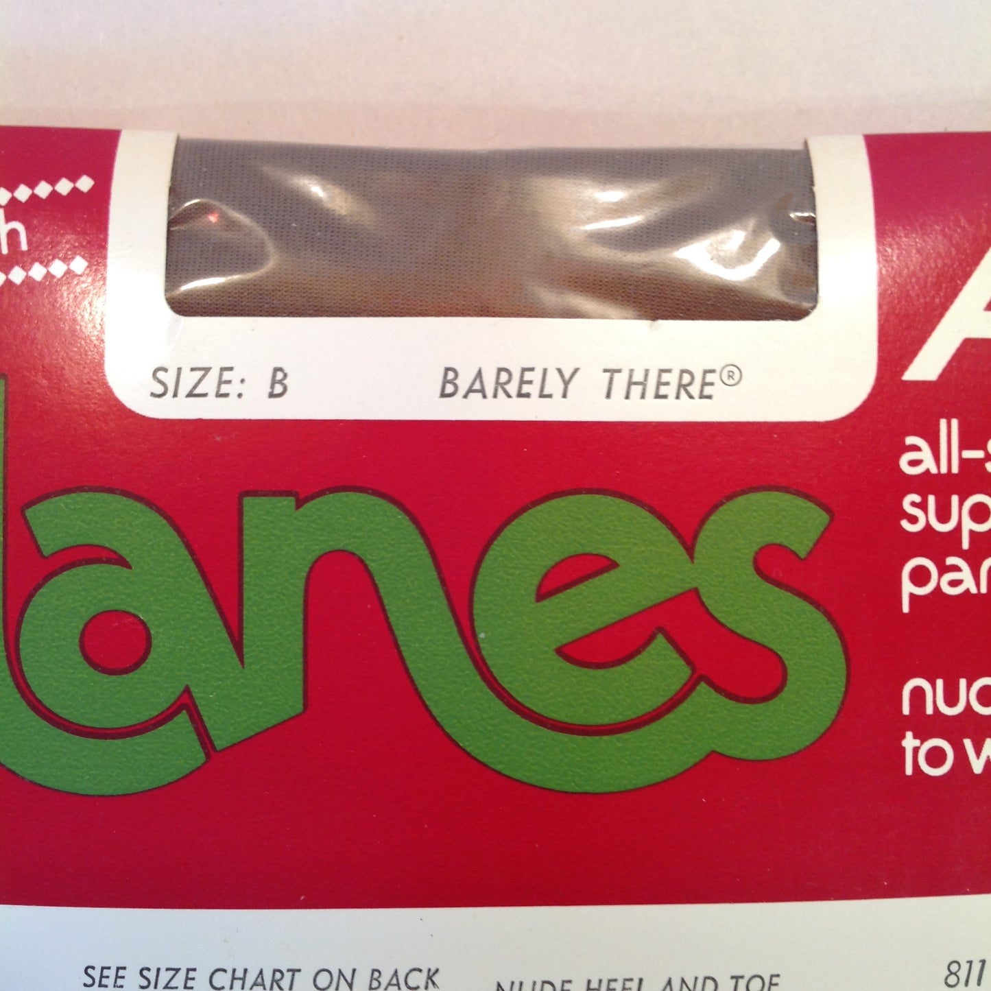 Vintage 1982 NOS Hanes Alive All-Sheer Support Pantyhose Nude Toe to Waist Barely There Size B