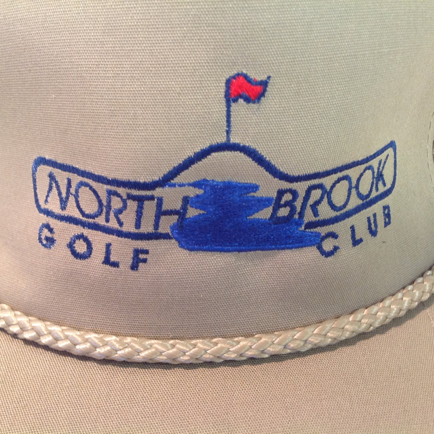 Vintage Yupoong North Brook Golf Club Luxemburg Wisconsin Souvenir Tan Rope Brim Baseball Cap