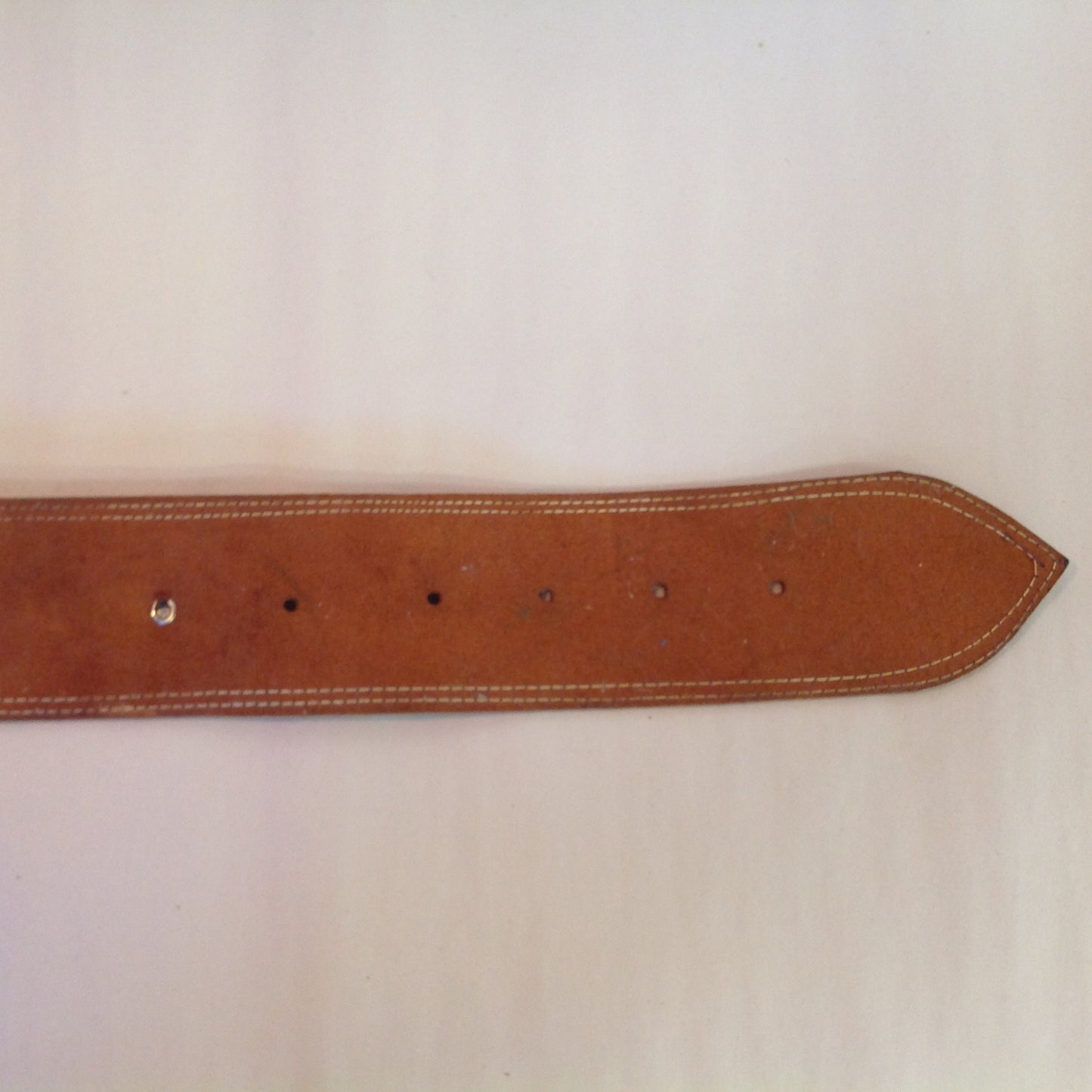 Vintage Tan Women's Oversize Belt Convex Metal Buckle Western Style Cloverleaf Circle Studs 38
