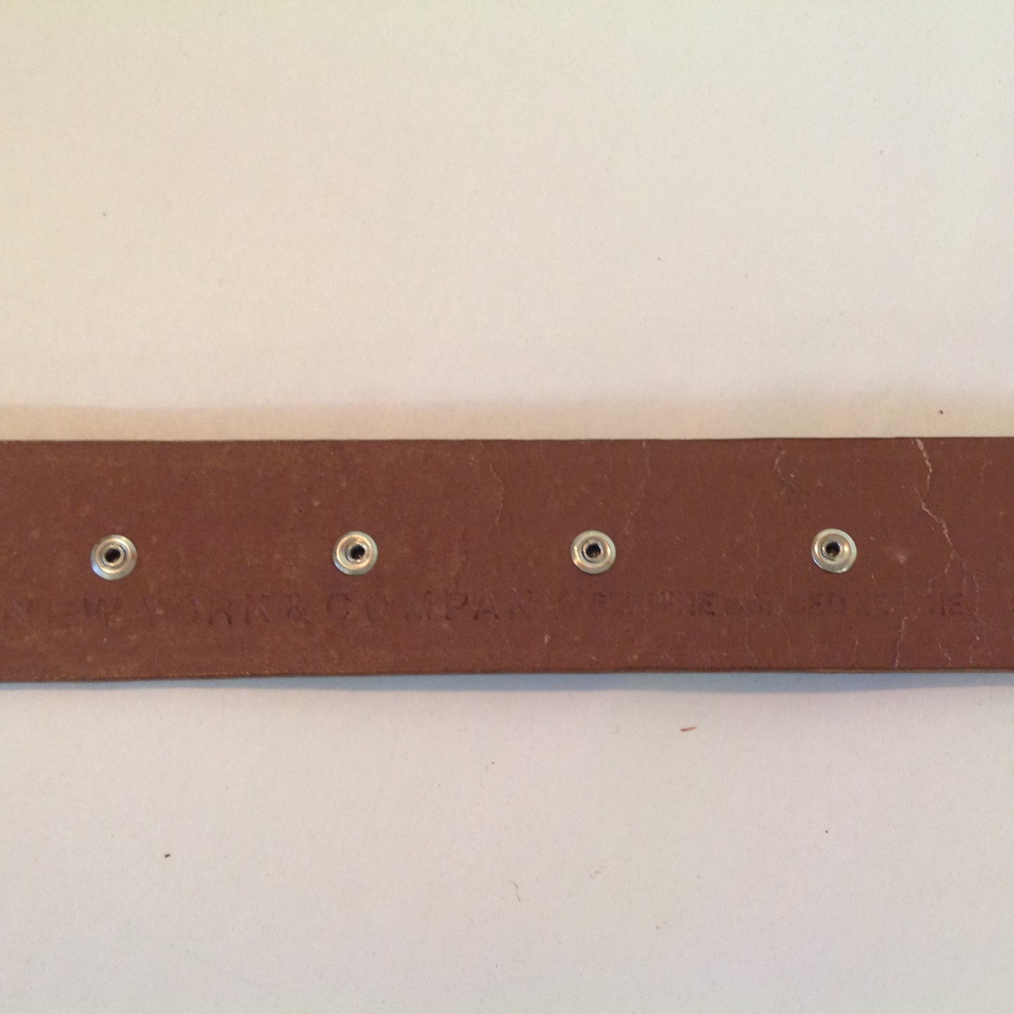 Vintage Women's XL Tan New York & Company Bonded Leather Belt with Rhinestone and Brass Stud Accents 39