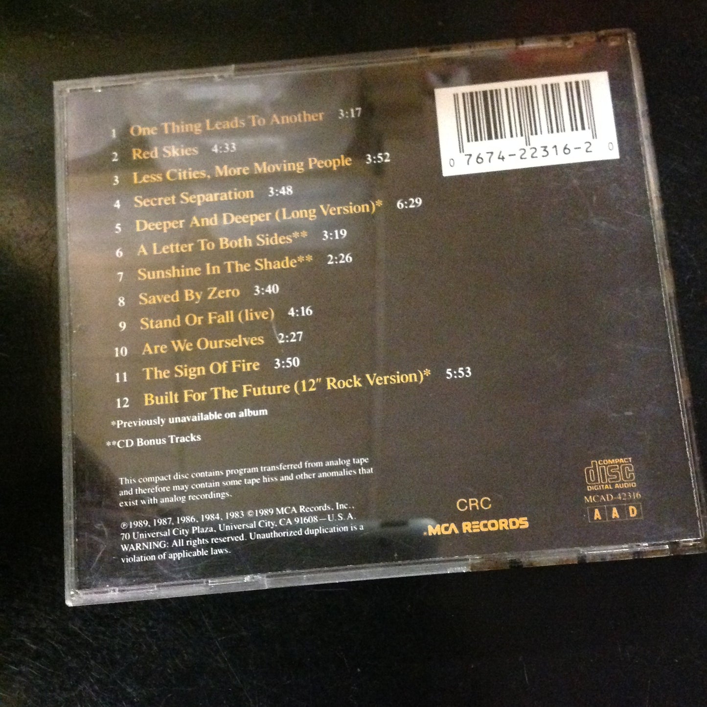 CD The Fixx Greatest Hits One Thing Leads To Another *Single #243