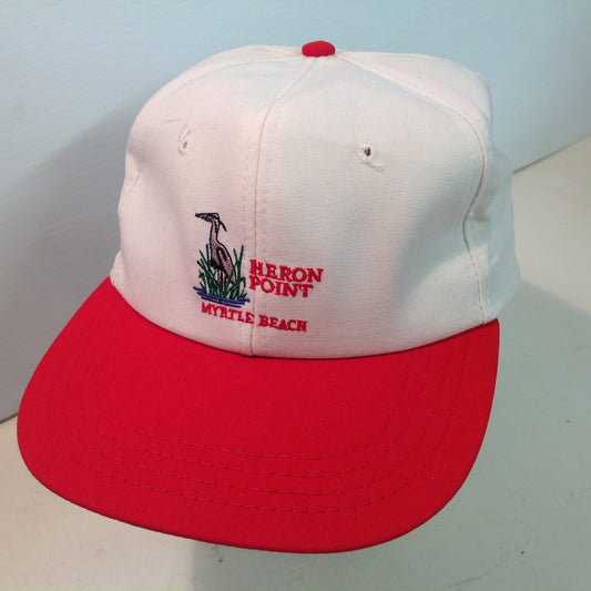 Vintage Derby Cap Heron Point North Myrtle Beach Tournament Souvenir White and Red Baseball Cap