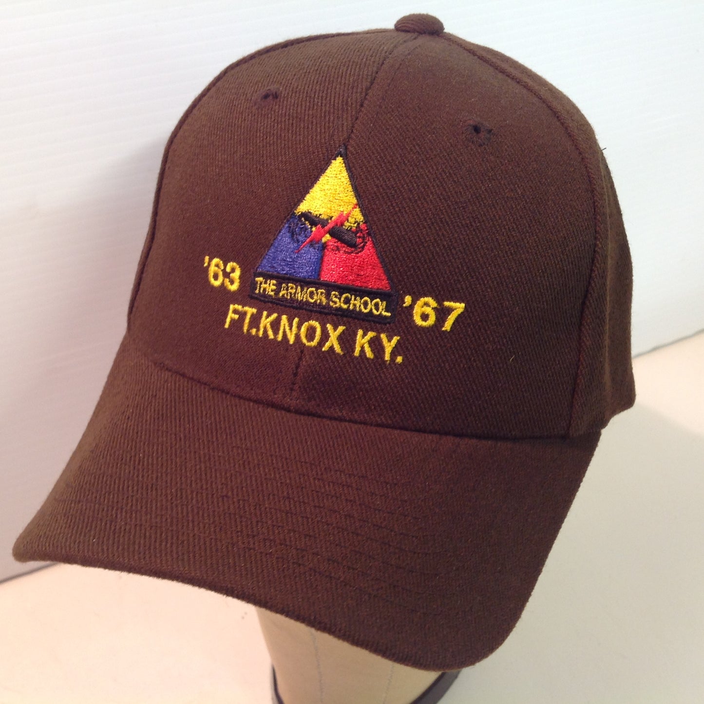 Vintage Acrylic The Armor School Fort Knox Kentucky '63-'67 Dark Brown Souvenir Baseball Cap