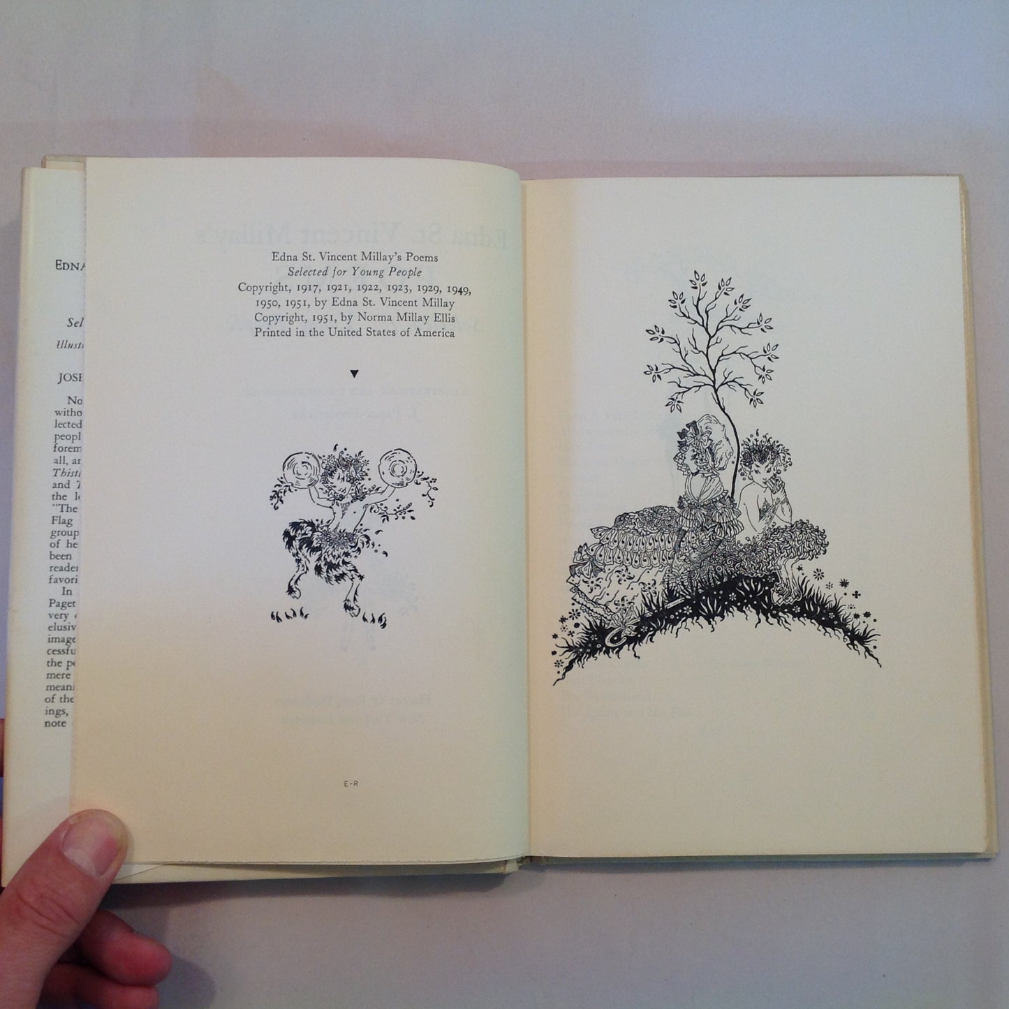 Vintage 1951 Children's Hardcover with Dust Jacket Edna St.Vincent Millay's Poems Selected For Young People with Many Drawings by J. Paget-Fredericks