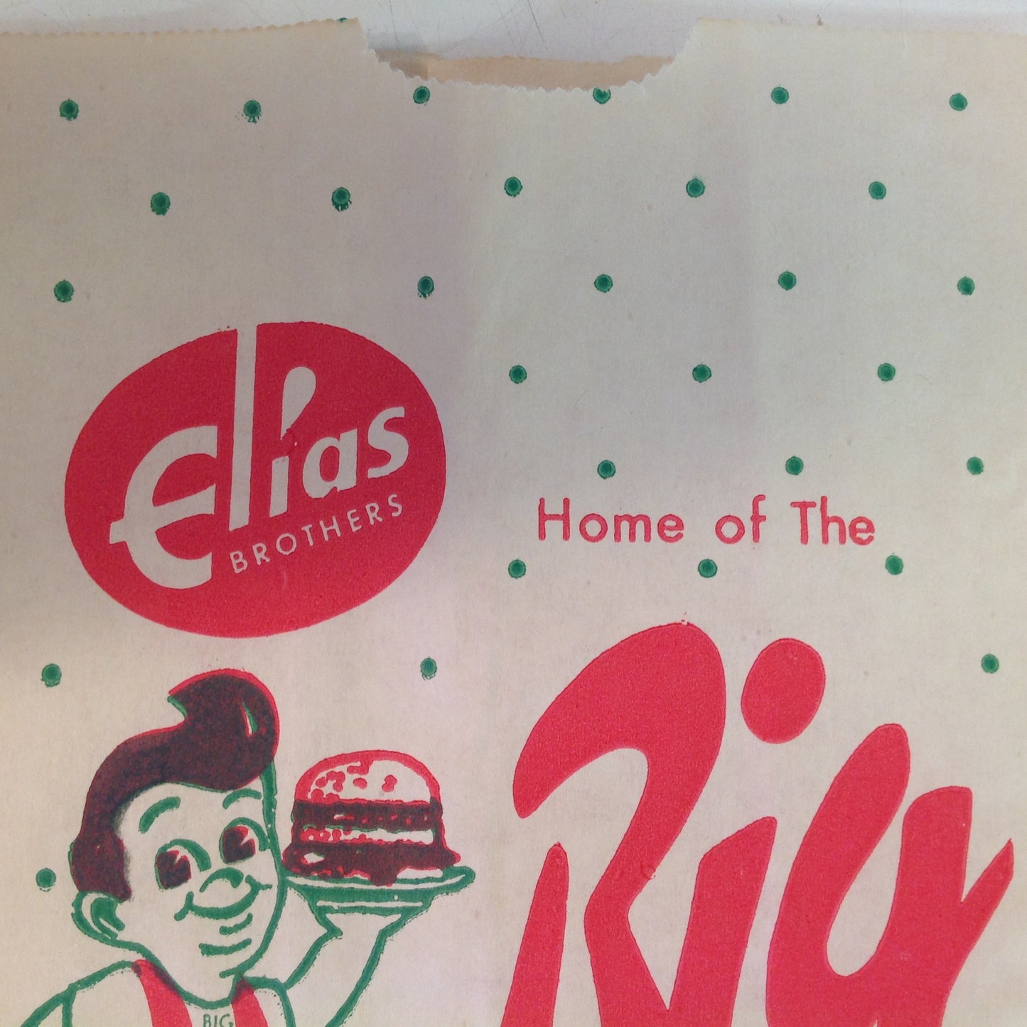 Vintage 1960's-70's Elias Brothers Home of the Big Boy Burger Restaurant Paper Bag
