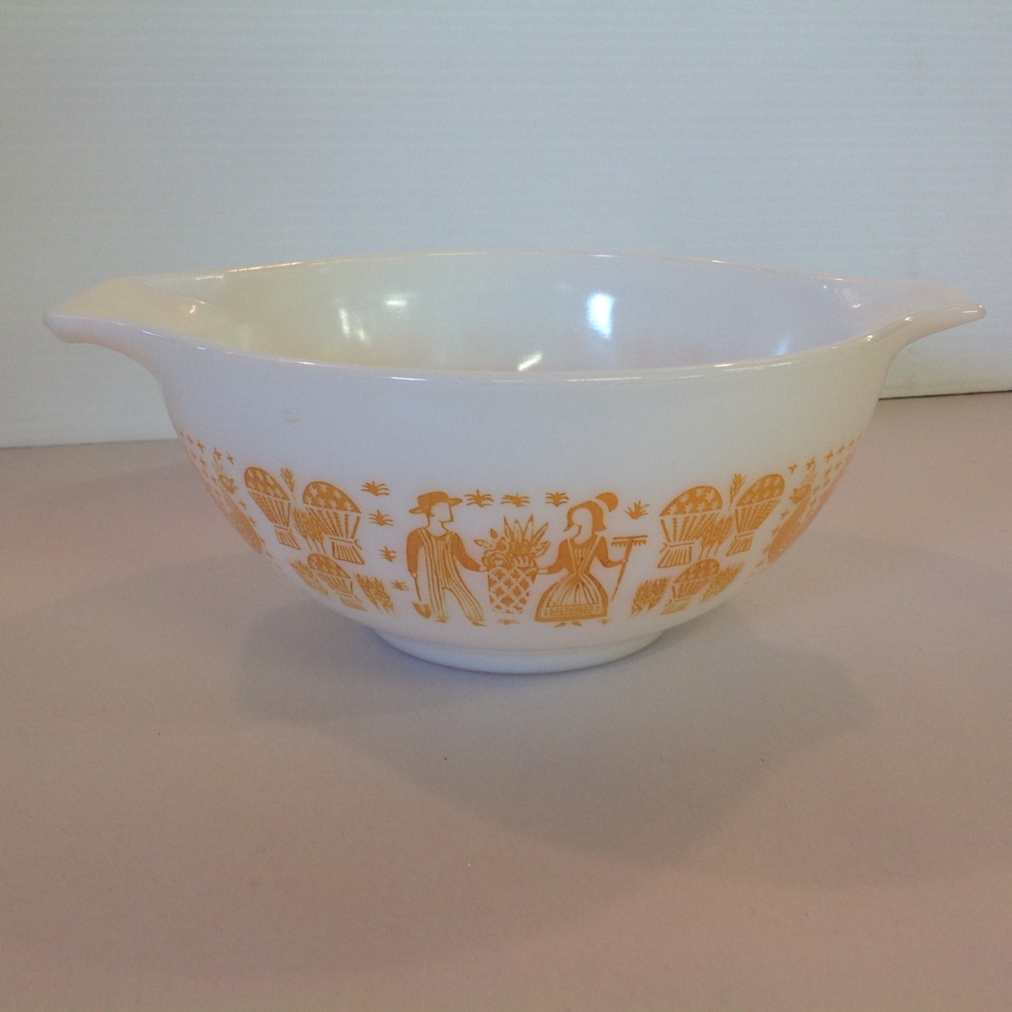 Vintage Rare 4 Piece Pumpkin Amish Butter Print Pyrex Bowl Set