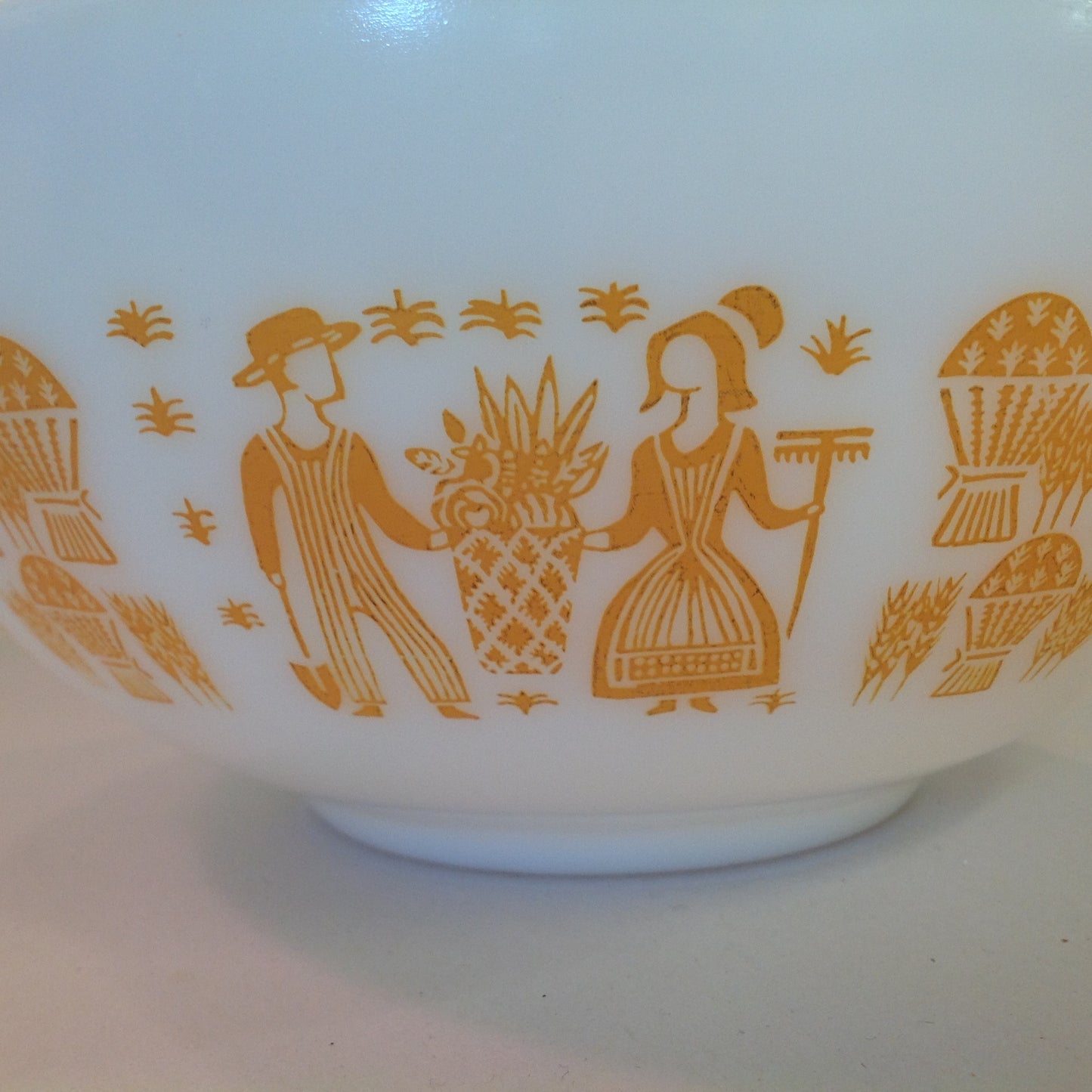 Vintage Rare 4 Piece Pumpkin Amish Butter Print Pyrex Bowl Set
