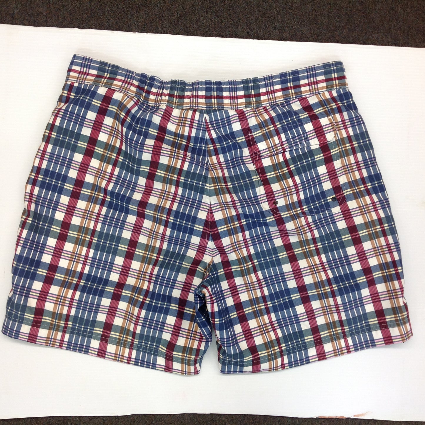 Vintage Brooks Brothers 346 Men's Large Plaid Swim Trunks Shorts Bathing Suit Bermuda Style