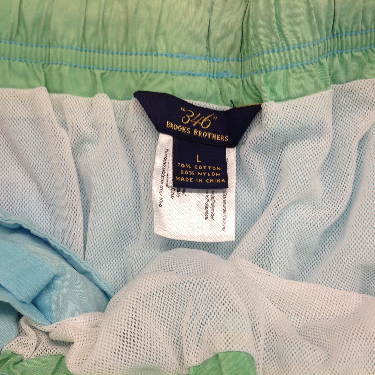 Vintage Brooks Brothers 346 Swim Trunks Shorts Pale Blue Bathing Suit Men's Large