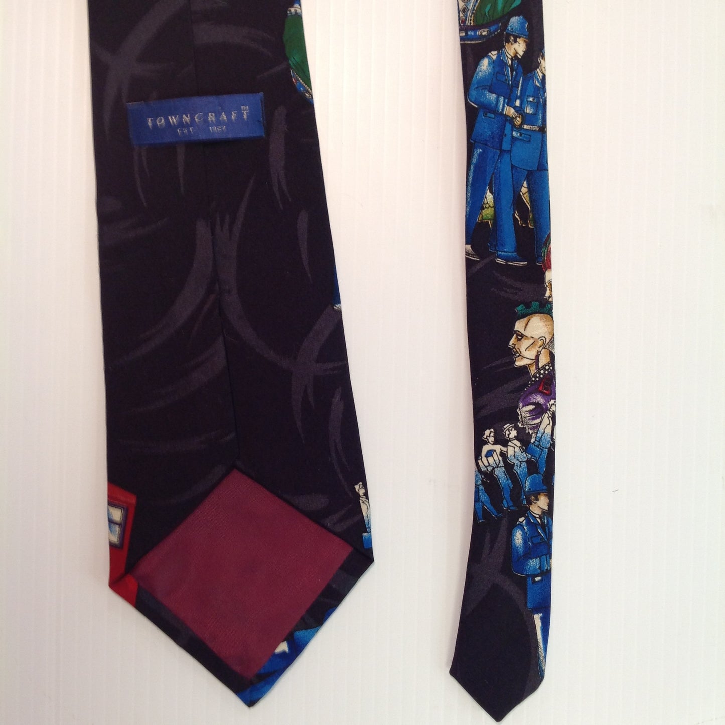 Authentic Towncrest Nylon British Punk Street Bobbies London Underground Men's Black Tie