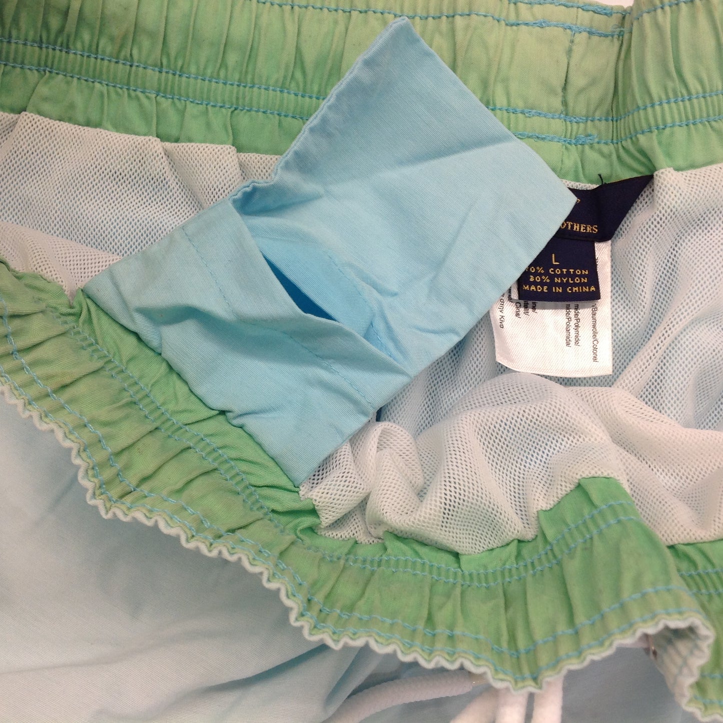 Vintage Brooks Brothers 346 Swim Trunks Shorts Pale Blue Bathing Suit Men's Large